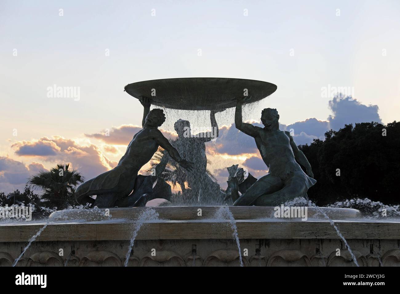 Fontana dei Tritoni a la Valletta Foto Stock