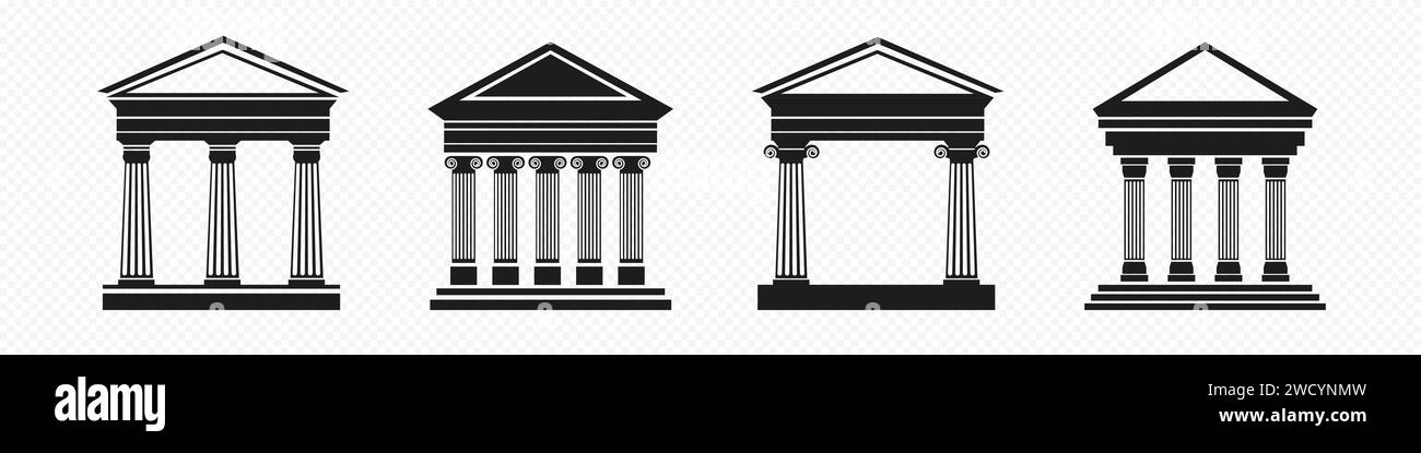 Bozzetto di antichi templi romani. partenone Greco con architettura classica Illustrazione Vettoriale