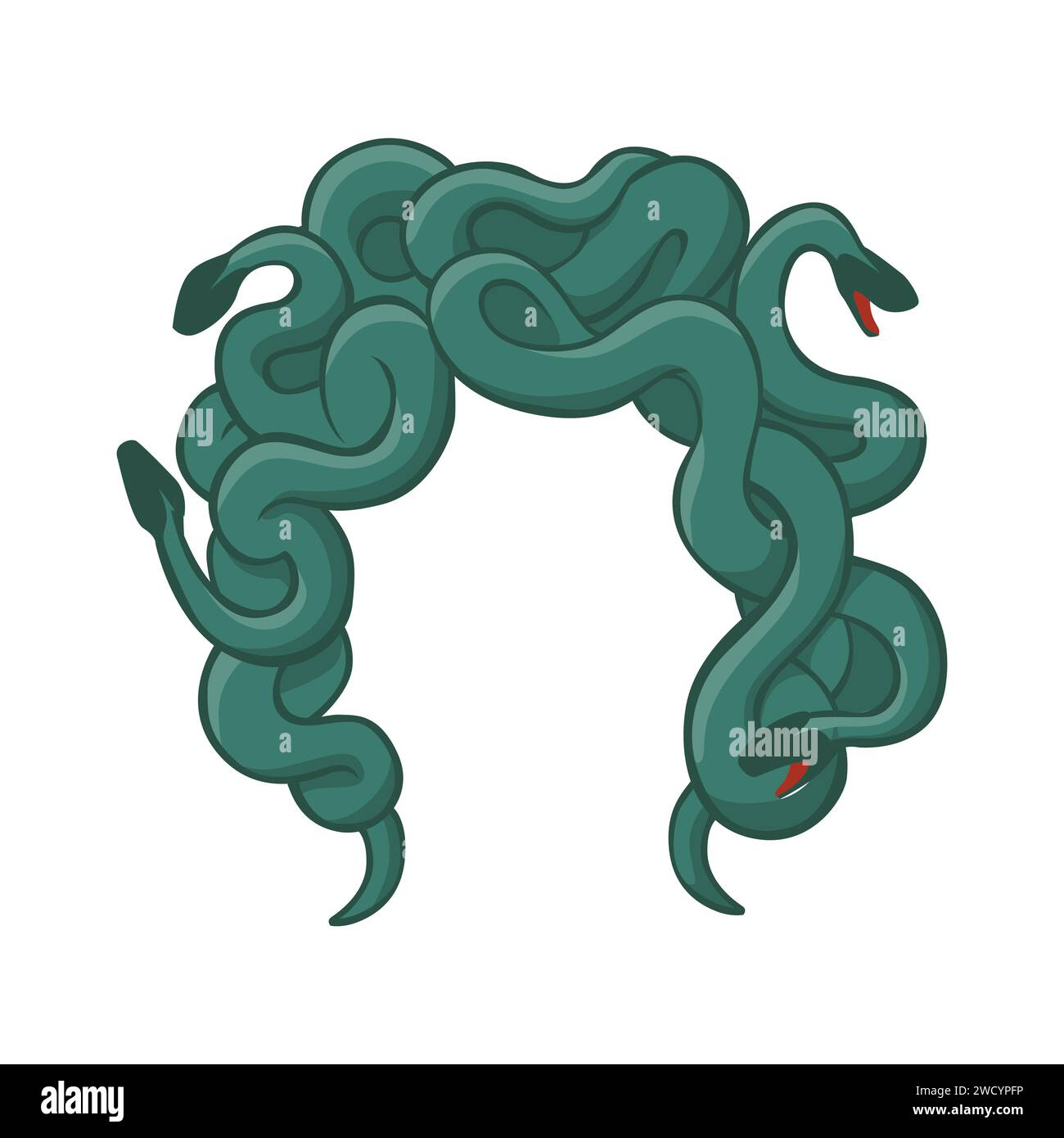 Parrucca di gorgon Snakes template Illustrazione Vettoriale