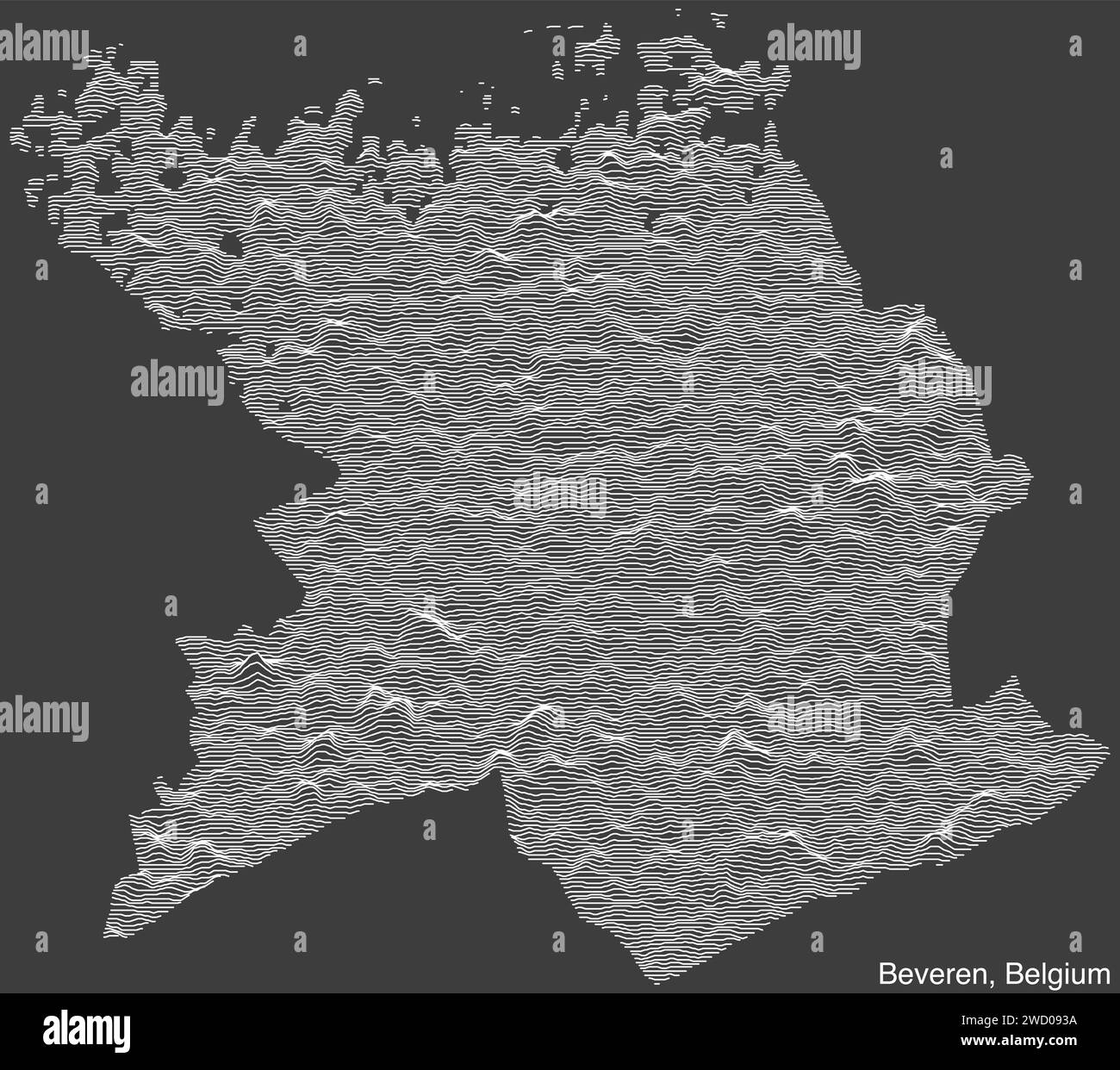 Mappa topografica di rilievo di BEVEREN, BELGIO Illustrazione Vettoriale