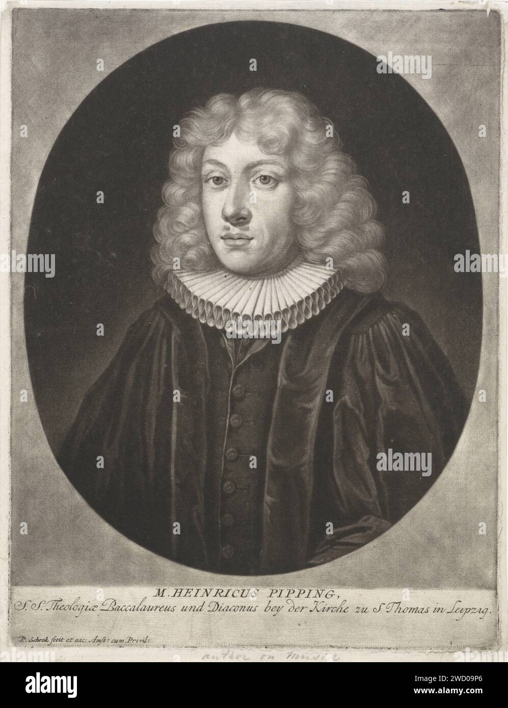 The Porter Van de Preacher Heinrich Pipping, Pieter Schenk (i), 1670 - 1713 stampa Amsterdam paper Engraving Foto Stock