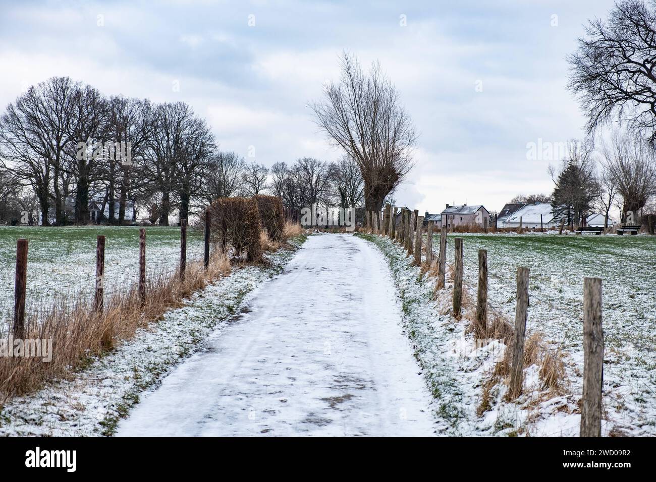 Winterliche Landschaft ad Aquisgrana am 8. Januar 2024. GERMANIA - AQUISGRANA - NEVE Foto Stock