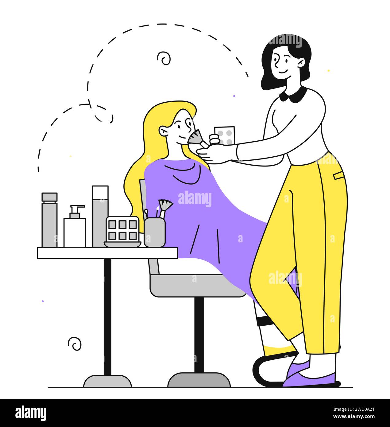 Make up artist Vector Linear (Crea artista vettoriale lineare Illustrazione Vettoriale