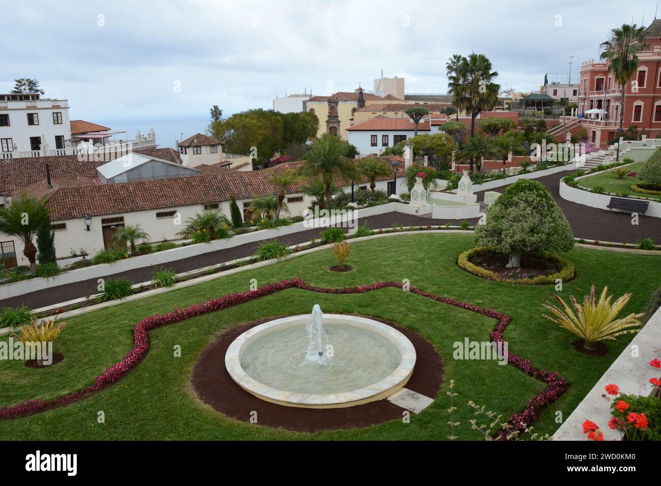 La Jardín del Marquesado de la Quinta Roja del XVIII secolo, o Victoria Gardens, a la Oratova, Tenerife, Isole Caranarie, Spagna, Europa. Foto Stock