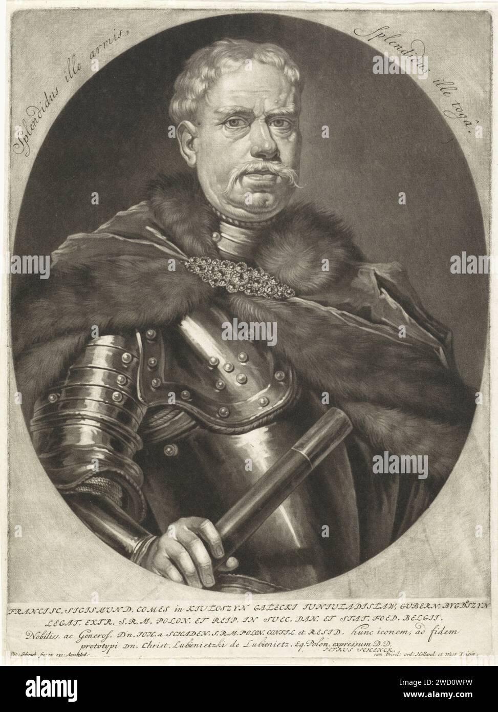 Ritratto di Franz Sigismund, conte di Kiutoszyn, Pieter Schenk (i), 1670 - 1713 stampa Amsterdam carta incisione imbracatura Foto Stock