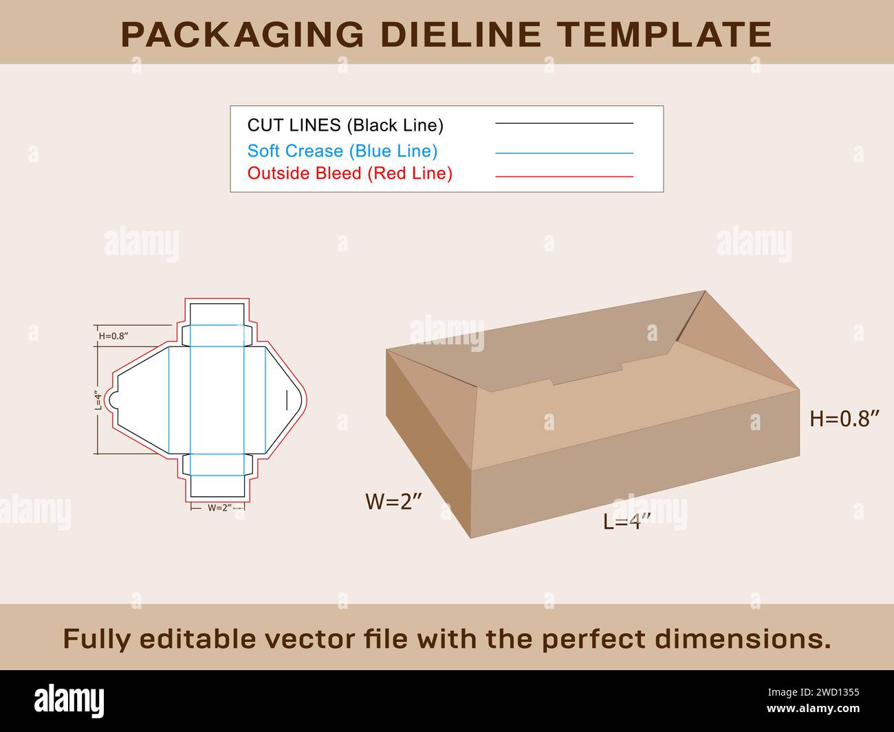 Scatola rettangolare, scatola di conservazione, scatola di imballaggio, modello Dieline, file vettoriale Illustrazione Vettoriale