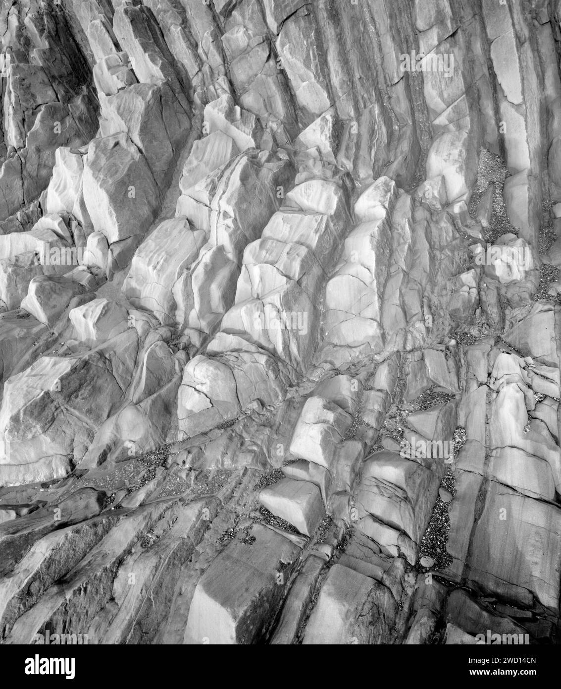 BW02445-00..... WASHINGTON - roccia stratificata e inclinata sulla Fourth Beach, Olympic National Park. Foto Stock