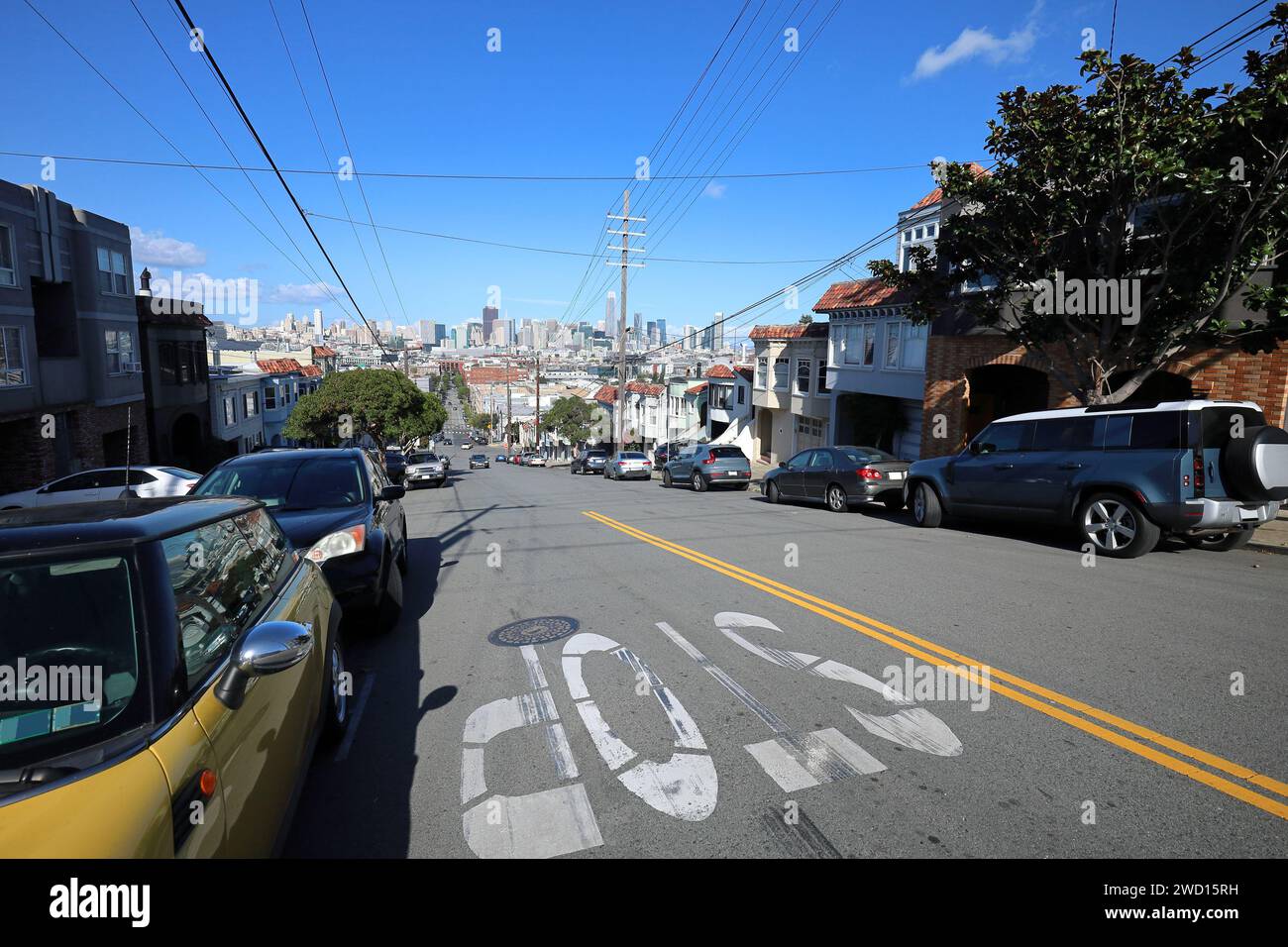 San Francisco - Vista generale guardando a nord verso il centro dalla collina Potrero. Foto Stock