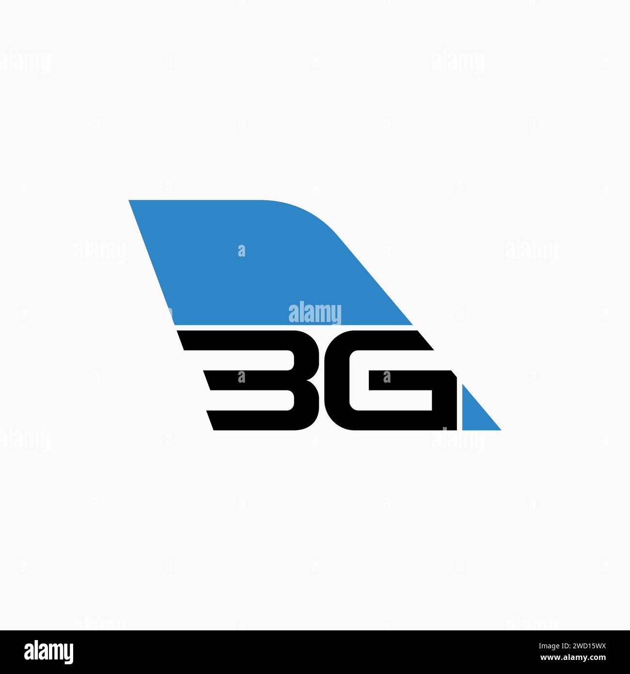 Logo design concept grafico stock premium creativo lettera vettoriale iniziale font 3G aletta aeroplano in alto. Relativo al monogramma tipografia viaggi aerei Illustrazione Vettoriale