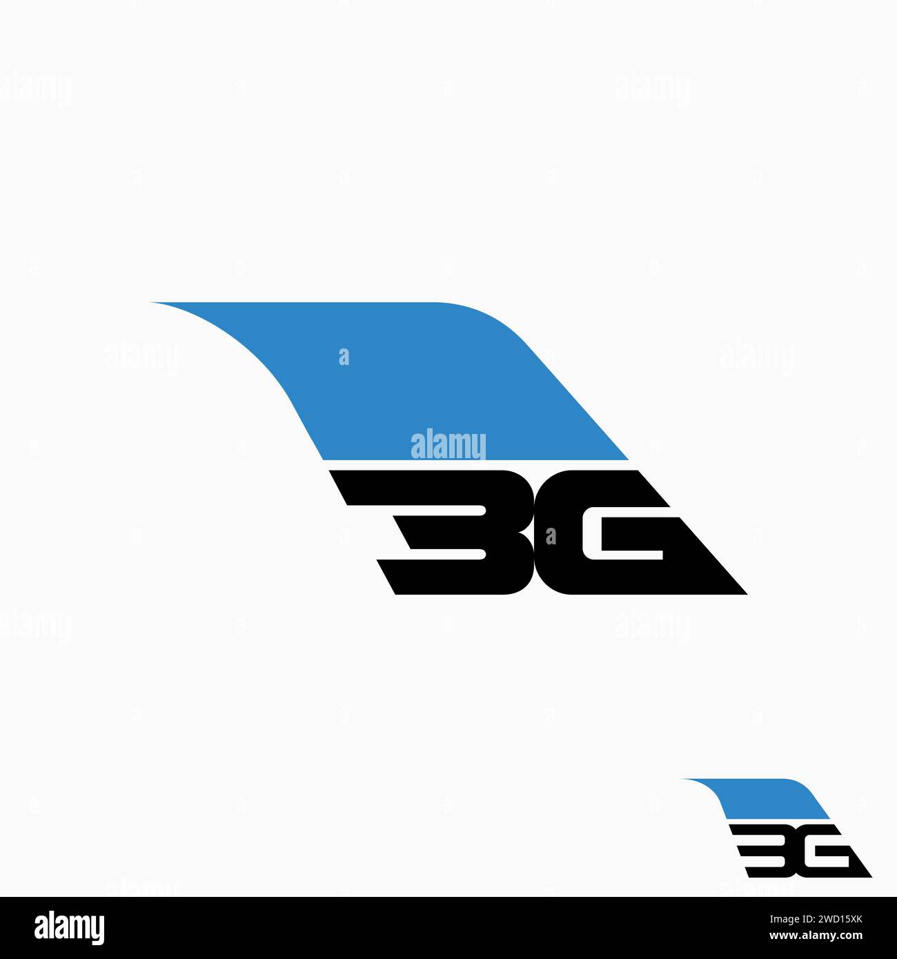Logo design concept grafico creativo premium stock vettoriale lettera iniziale font 3G aletta aeroplano in alto. Relativo al monogramma tipografia viaggi aerei Illustrazione Vettoriale