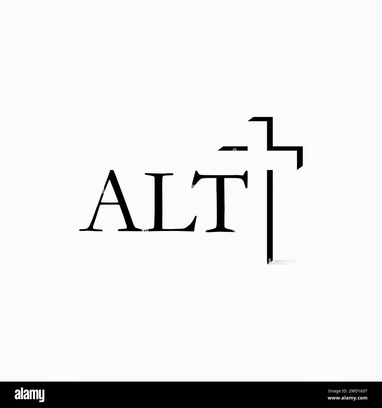 Design del logo concetto grafico materiale vettoriale originale lettera iniziale alt croce chiesa che taglia l'ombra spazio negativa relativa alla religione cristiana Illustrazione Vettoriale