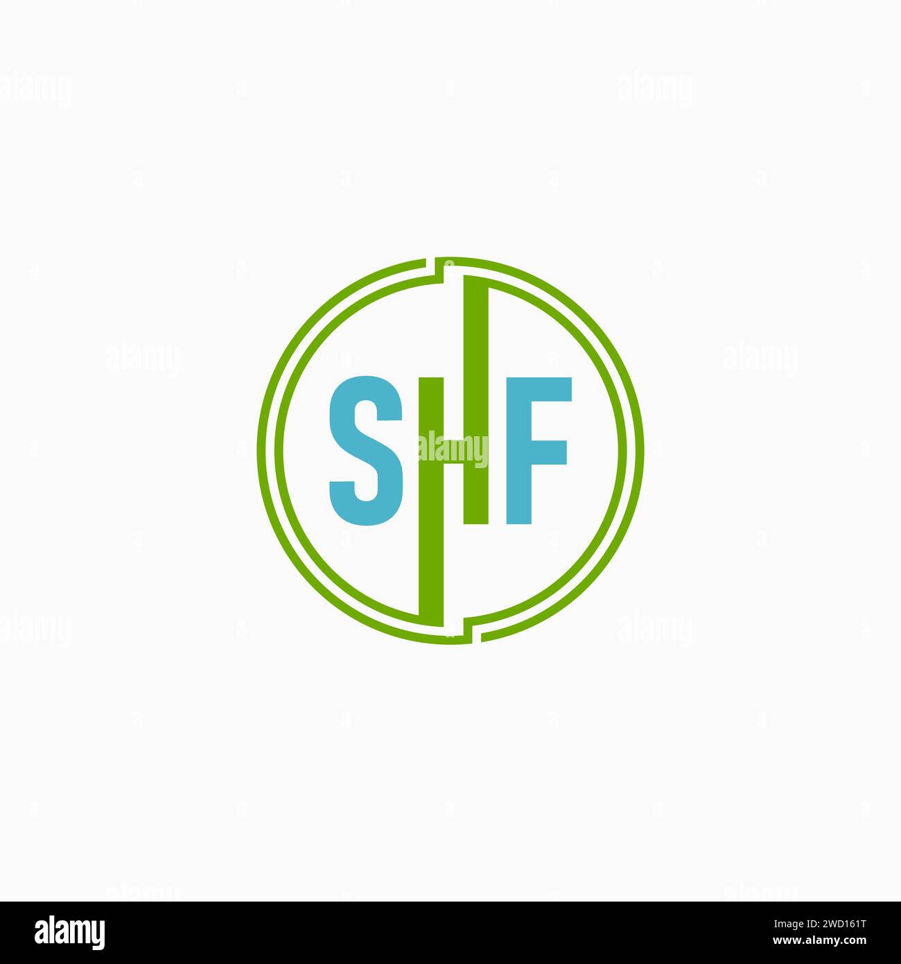 Logo design concetto grafico astratto creativo premium lettera vettore carattere SHF iniziale due righe collegate. Relativo alla tecnica tipografica monogramma Illustrazione Vettoriale
