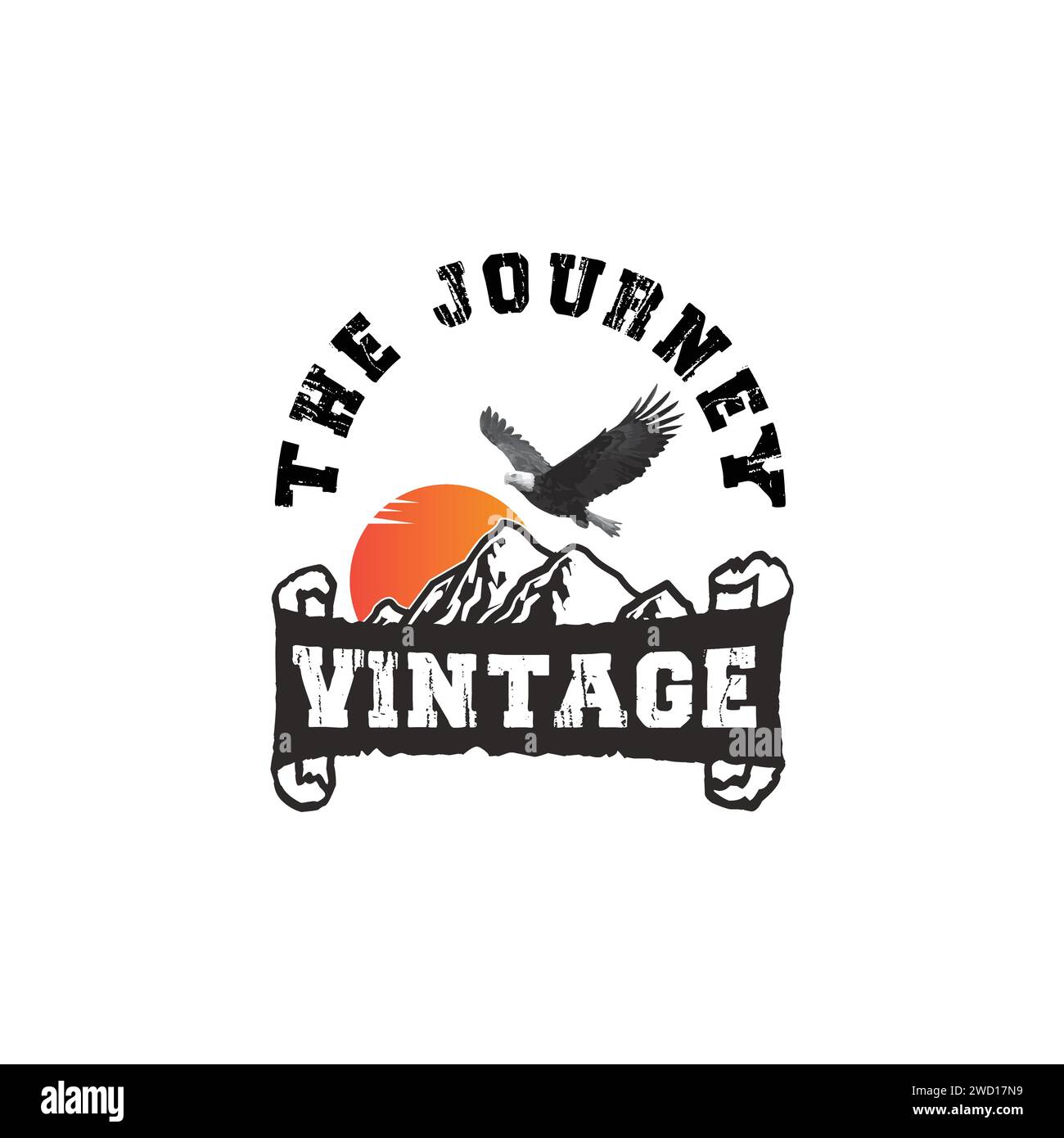 Modello vintage con logo e t-shirt Illustrazione Vettoriale