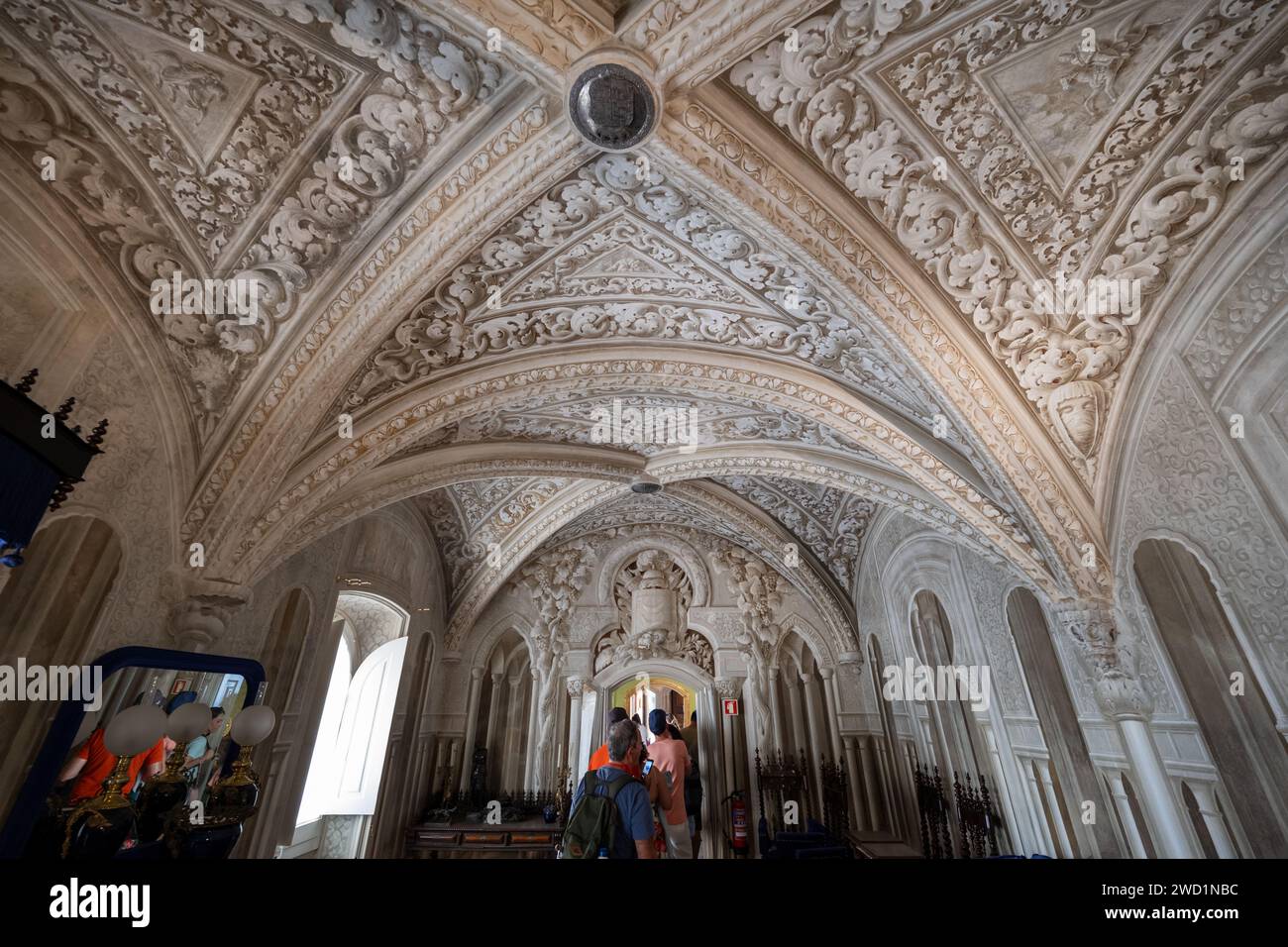 Salotto nel Palazzo Nazionale di pena a Sintra, Portogallo. Foto Stock