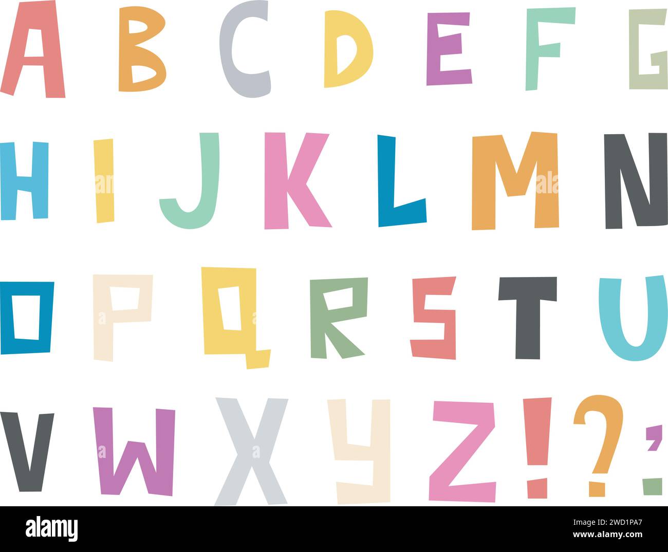 Lettere tagliate casualmente dell'alfabeto inglese Illustrazione Vettoriale