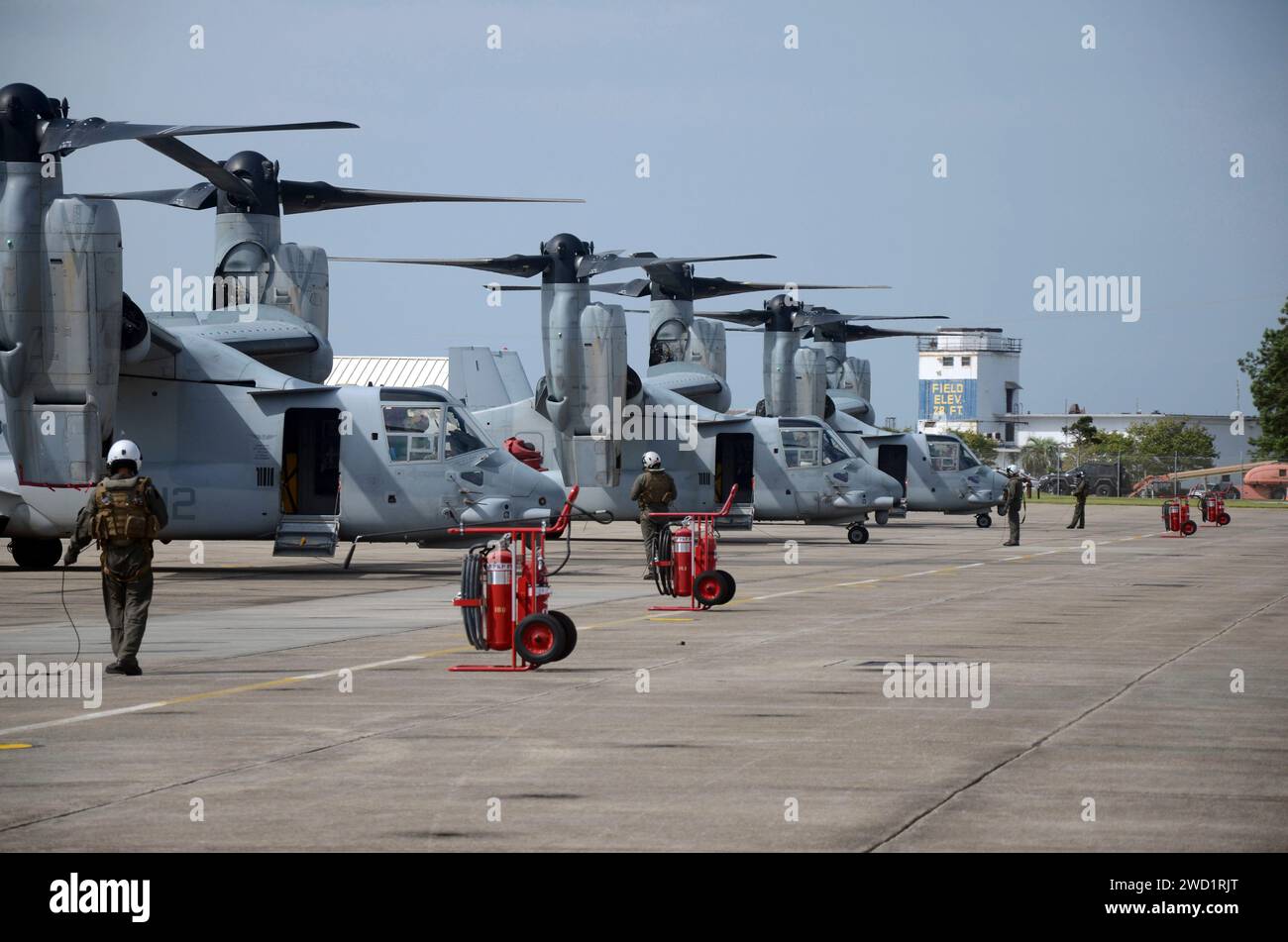 LA MV-22 Ospreys arriva alla Naval Air Station di Pensacola, Florida. Foto Stock