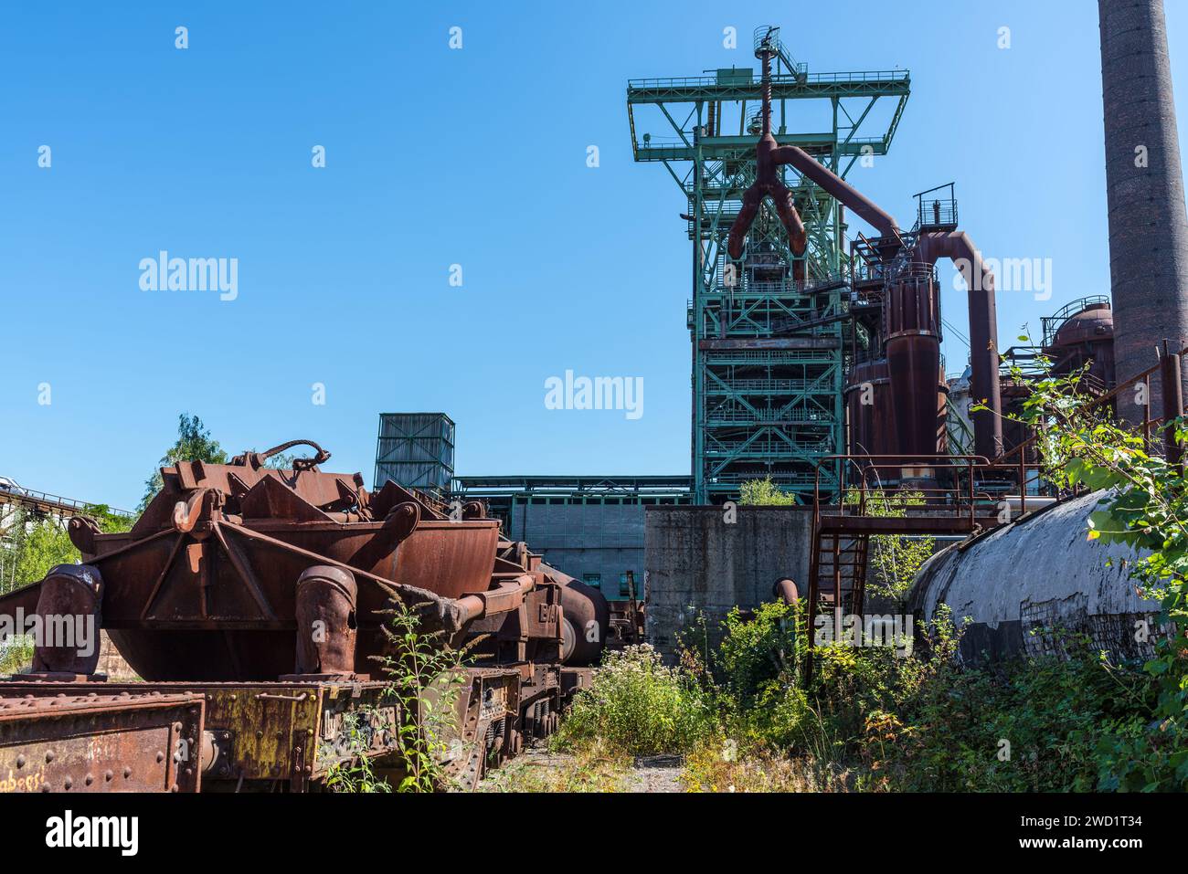 Altoforno della ferriera in disuso Henrichshuette, industrial museum, Hattingen, NRW, Germania Foto Stock