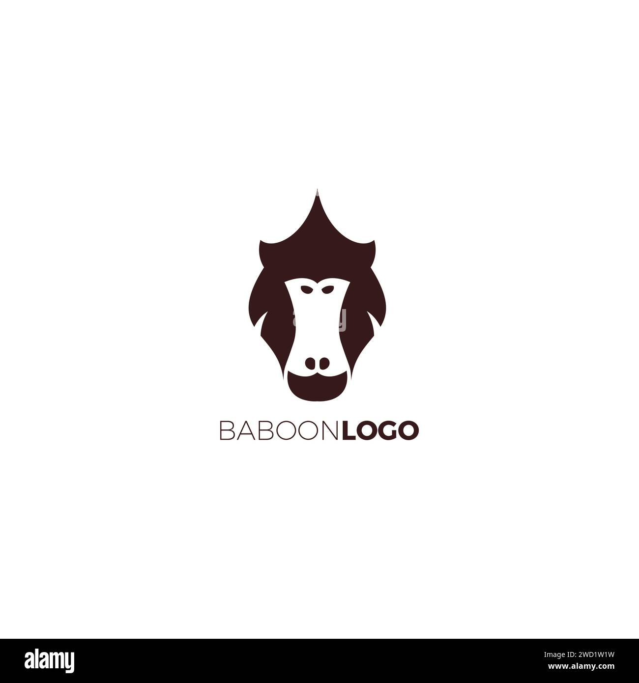 Logo Baboon Monkey dal design semplice. Icona testa scimmia Illustrazione Vettoriale