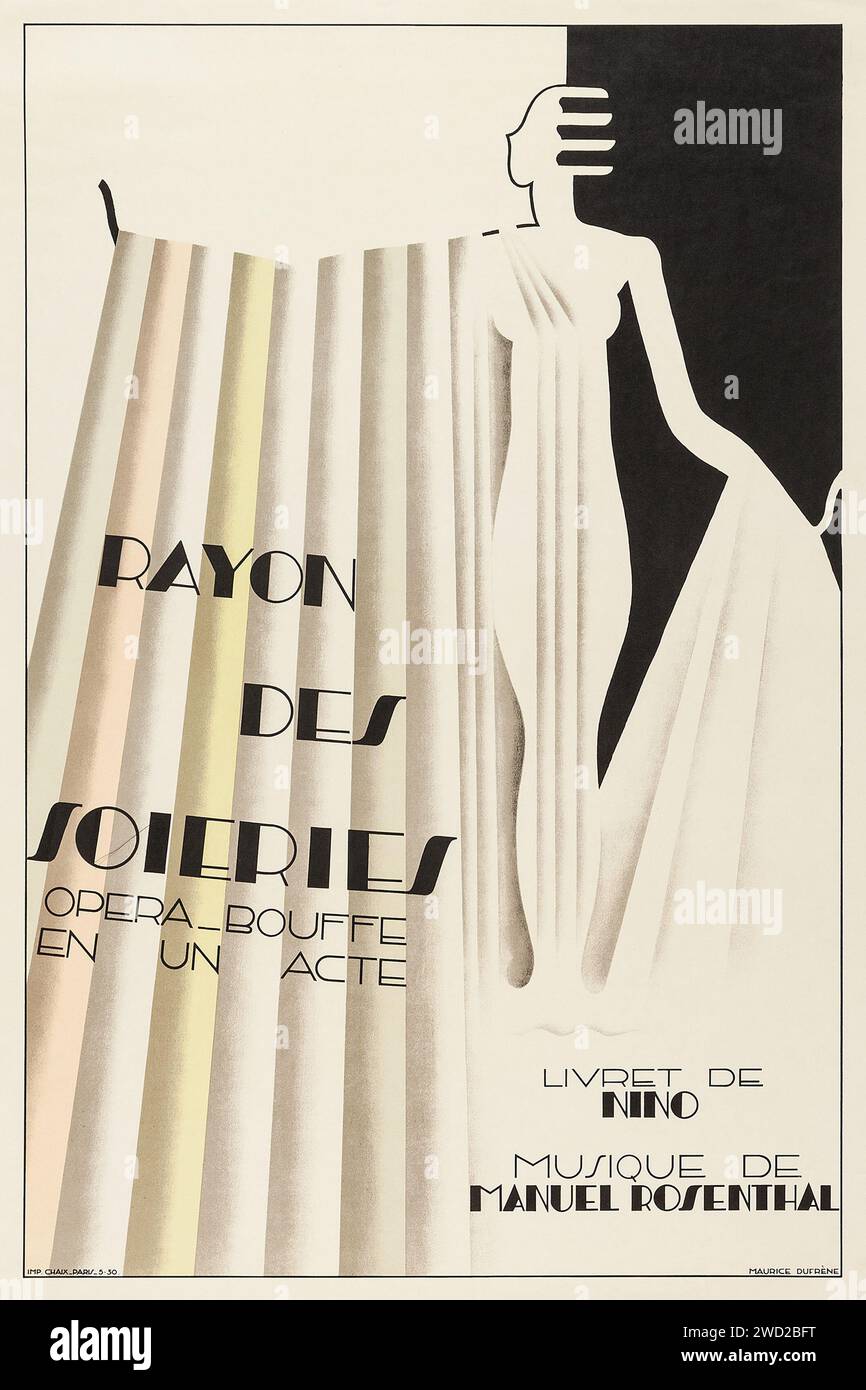 Rayon des Soieries (1930s). Poster dell'opera - Art Deco - progettato da Maurice Dufrene per il Teatro Nazionale dell'Opera. Foto Stock