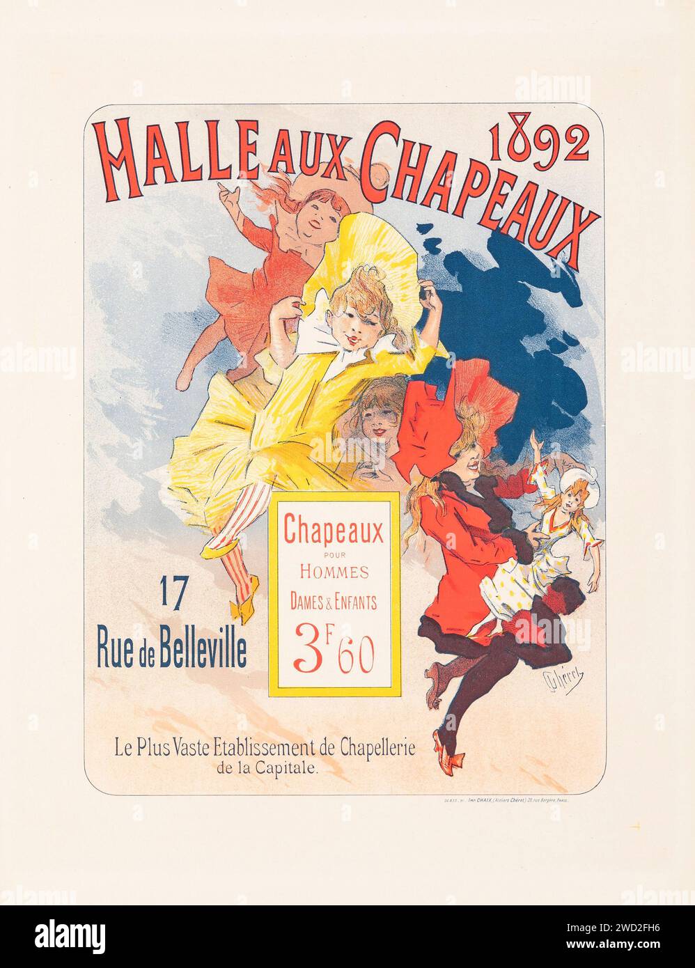 Halle Aux Chapeaux (1892) poster francese antico - opere d'arte di Jules Cheret Foto Stock