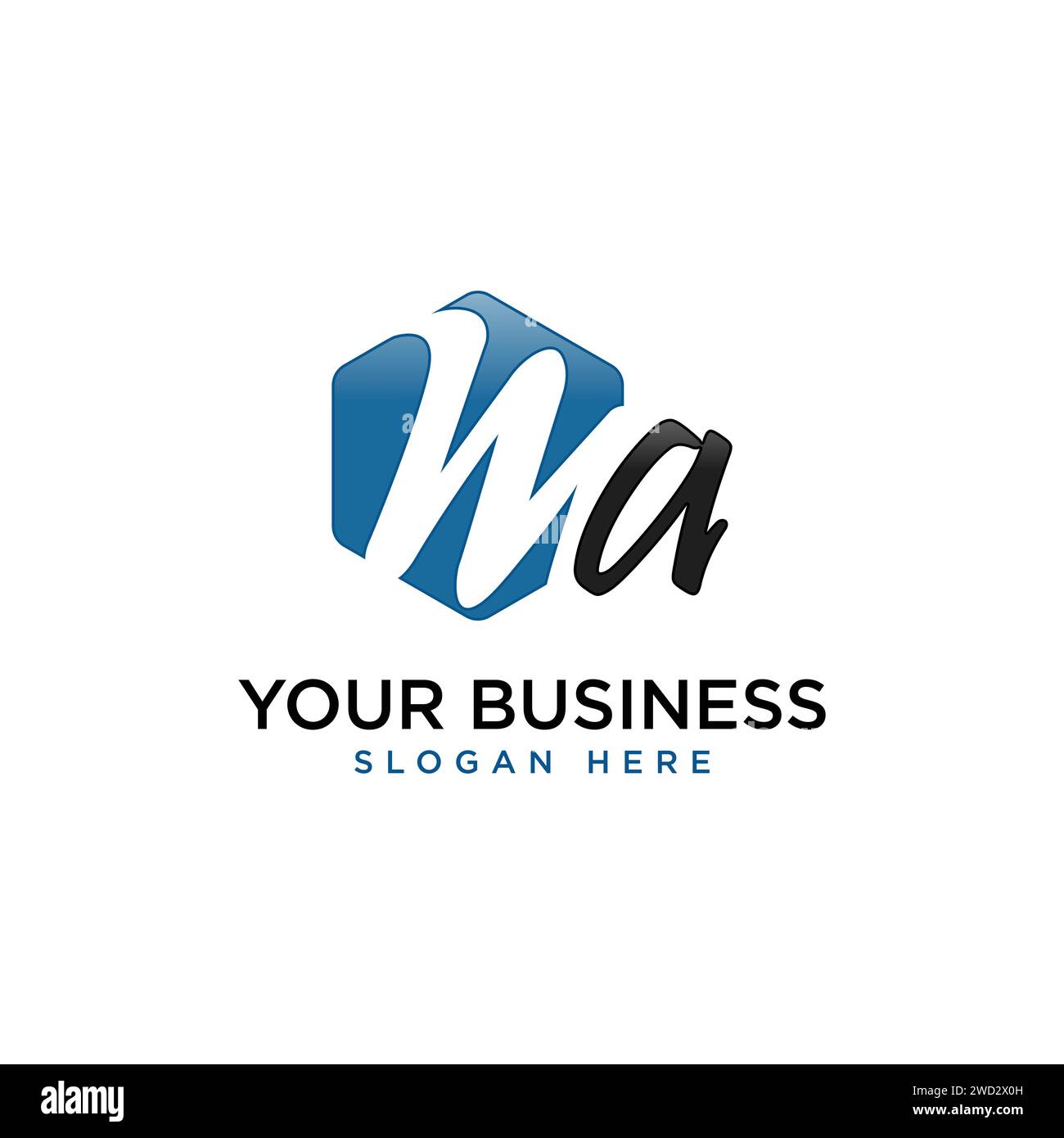 Concetto astratto di design del logo con lettera ma esagonale. Illustrazione vettoriale Illustrazione Vettoriale