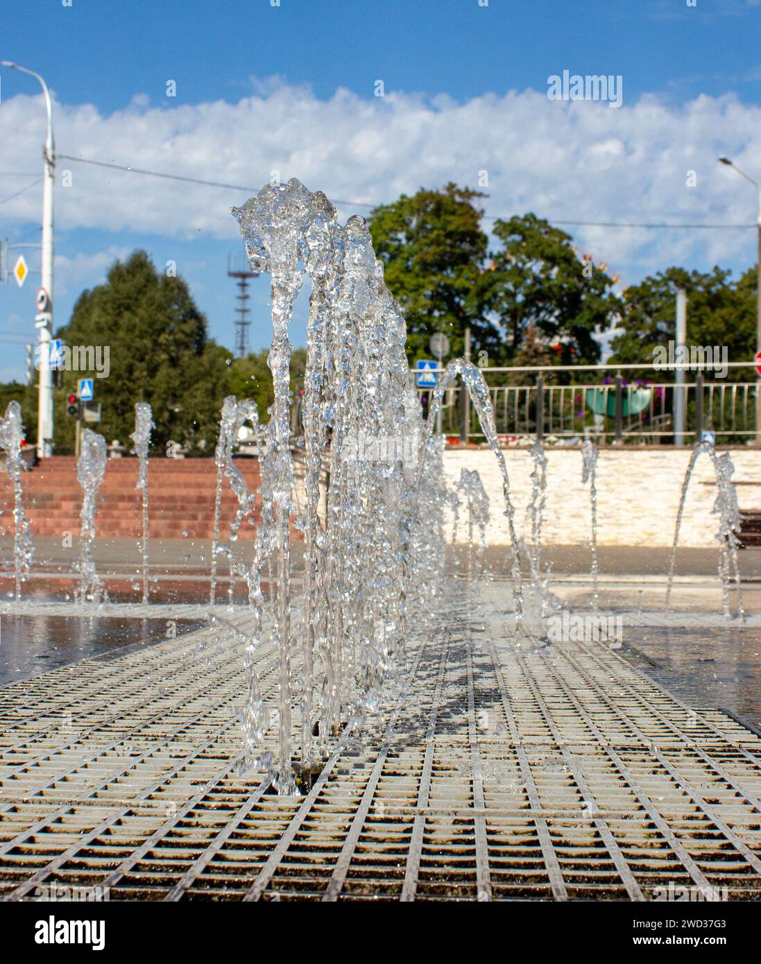 Fontana in una calda giornata estiva Foto Stock