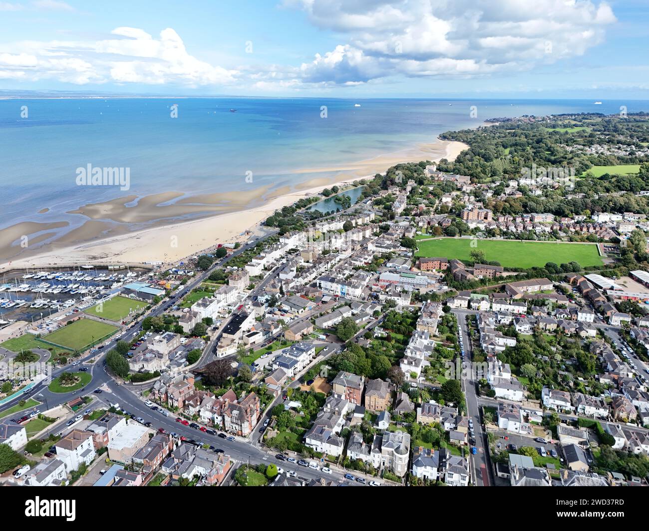 Ryde Isle of Wight UK drone, soleggiato giorno estivo aereo Foto Stock