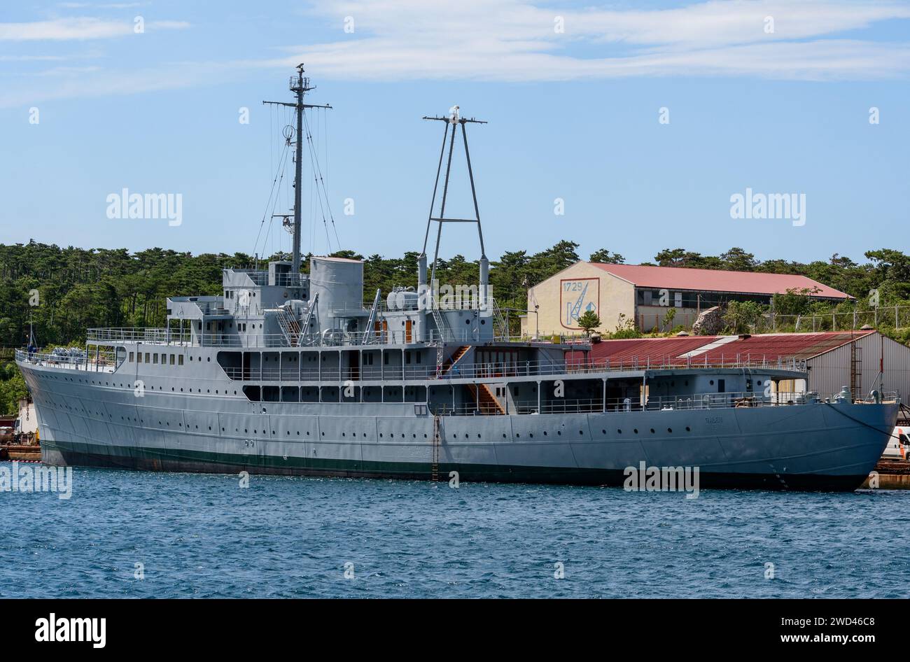 La vecchia nave di lusso Galeb precedentemente di proprietà del presidente jugoslavo Tito è stata restaurata nel porto di Kraljevica vicino a fiume, in Croazia Foto Stock