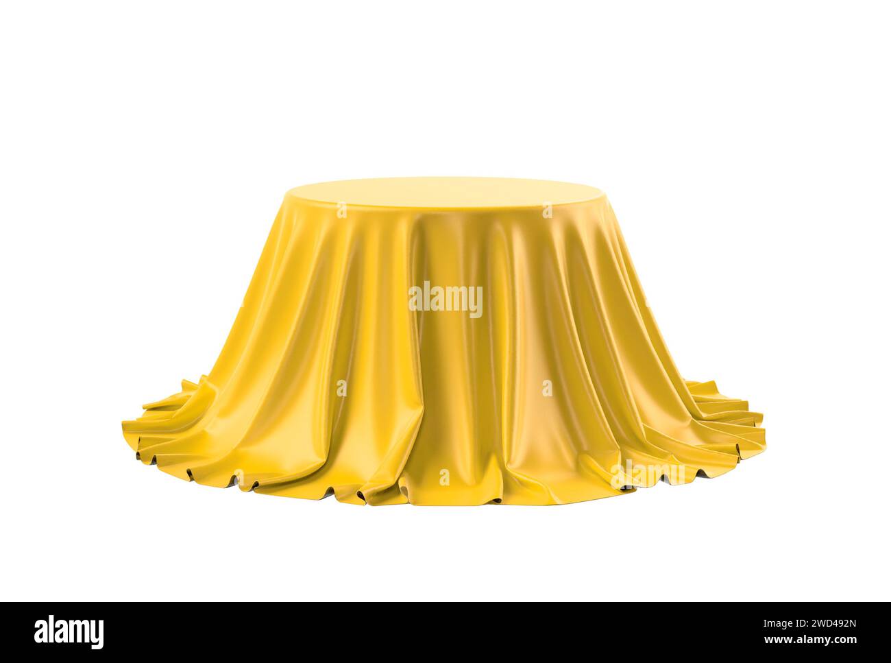 Scatola rotonda rivestita in tessuto satinato. Illustrazione 3D. Foto Stock