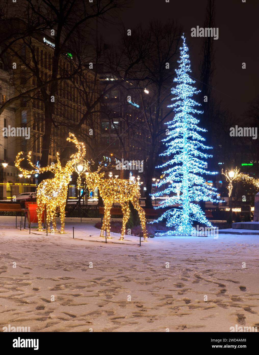 Decorazione natalizia del parco Esplanadi di Helsinki. Finlandia Foto Stock