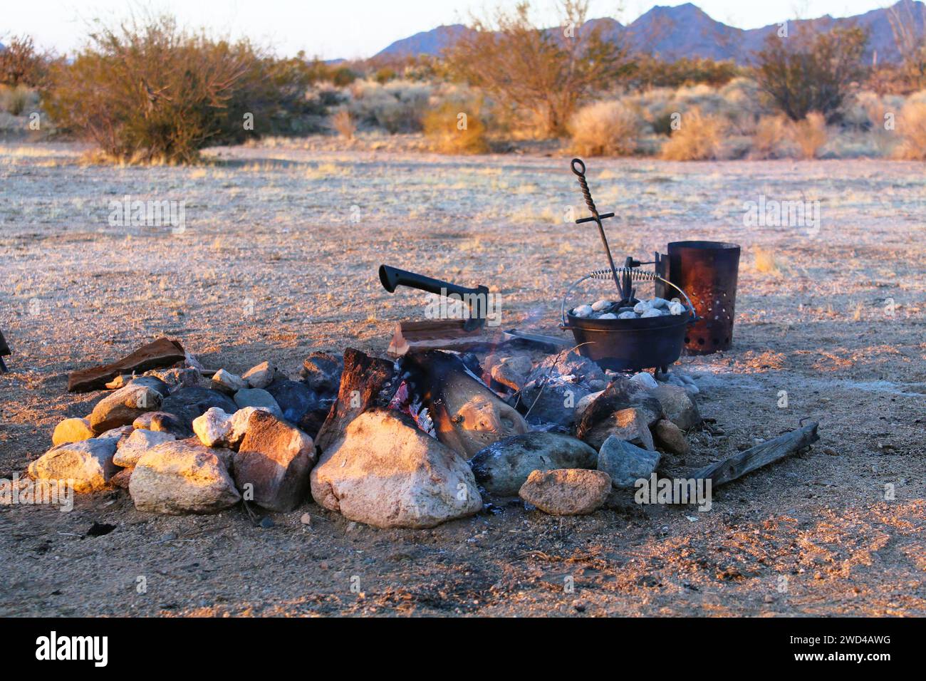 Cucina olandese all'aperto nel deserto dell'Arizona Foto Stock