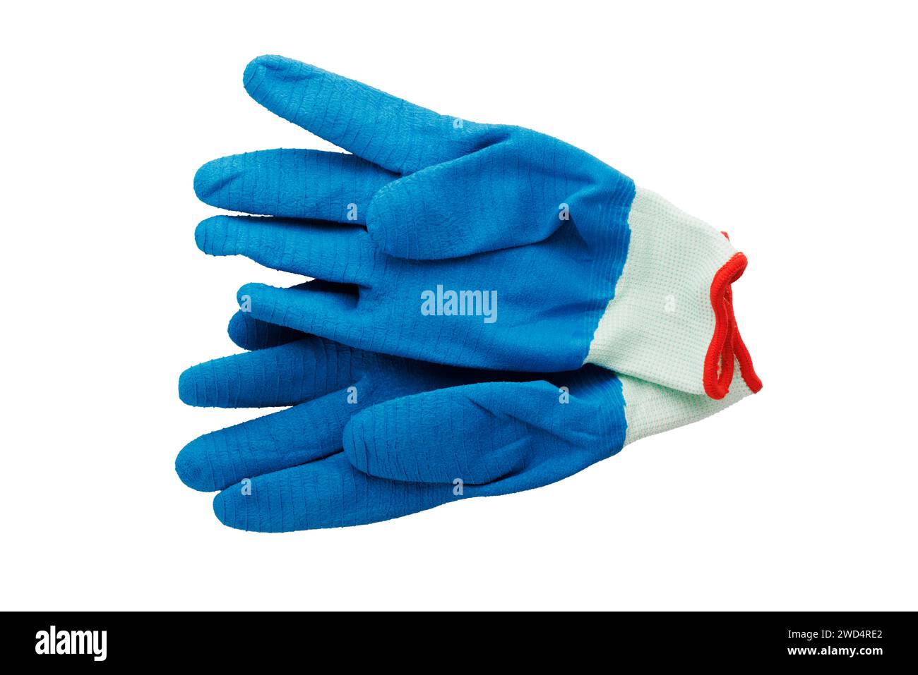 Paio di guanti di sicurezza rivestiti in gomma blu Foto Stock