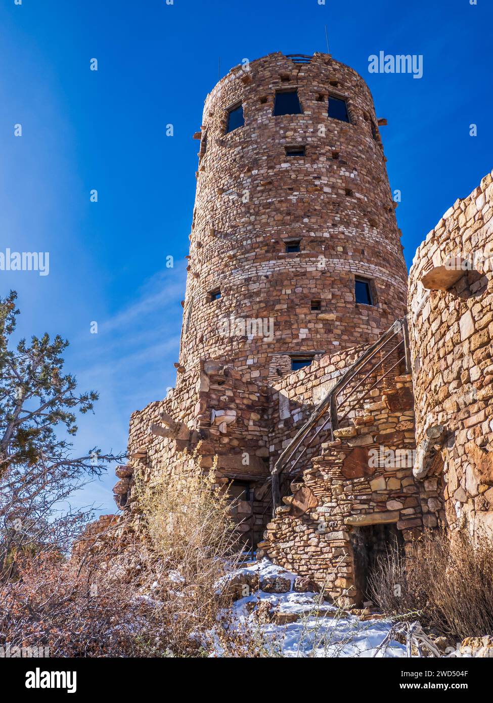 Desert View Watchtower, inverno, Grand Canyon National Park, Arizona. Foto Stock