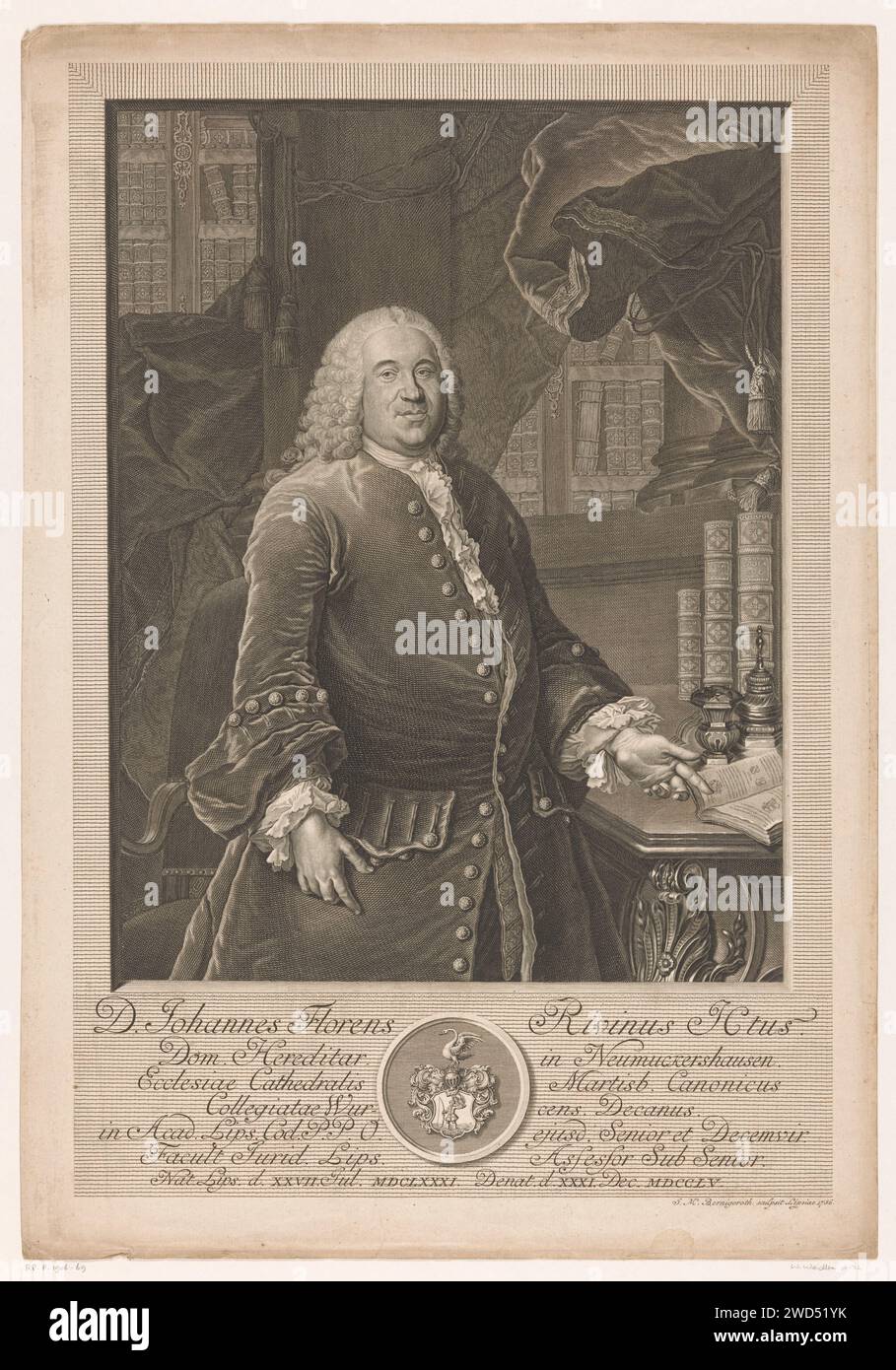 Ritratto van Paulus Grundherr, Johann Friedrich Leonard, 1643 - 1680 stampa Ritratto van Paulus Grundherr, senatore te Neurenberg. incisione su carta Foto Stock