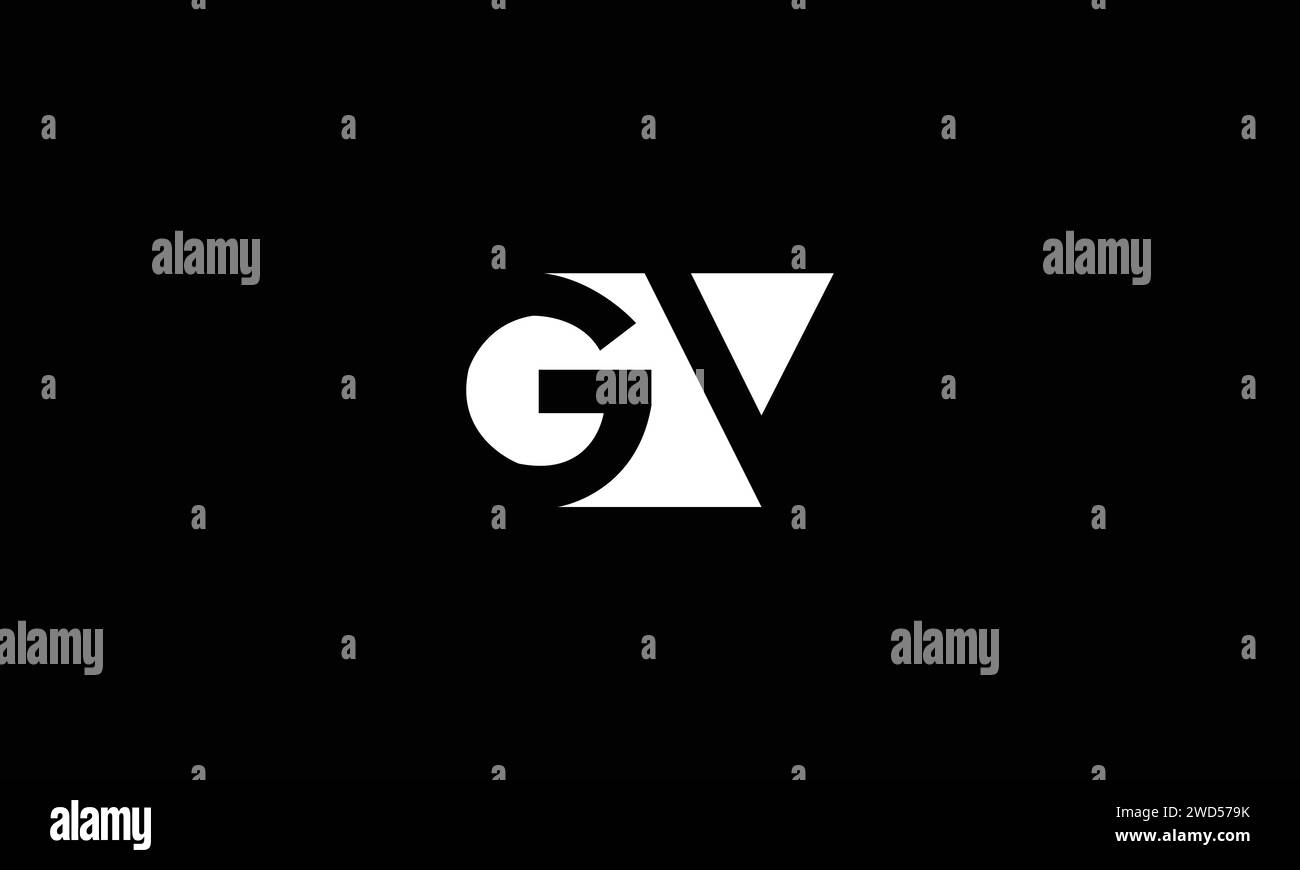 Modello di design del logo gv con lettera iniziale Illustrazione Vettoriale