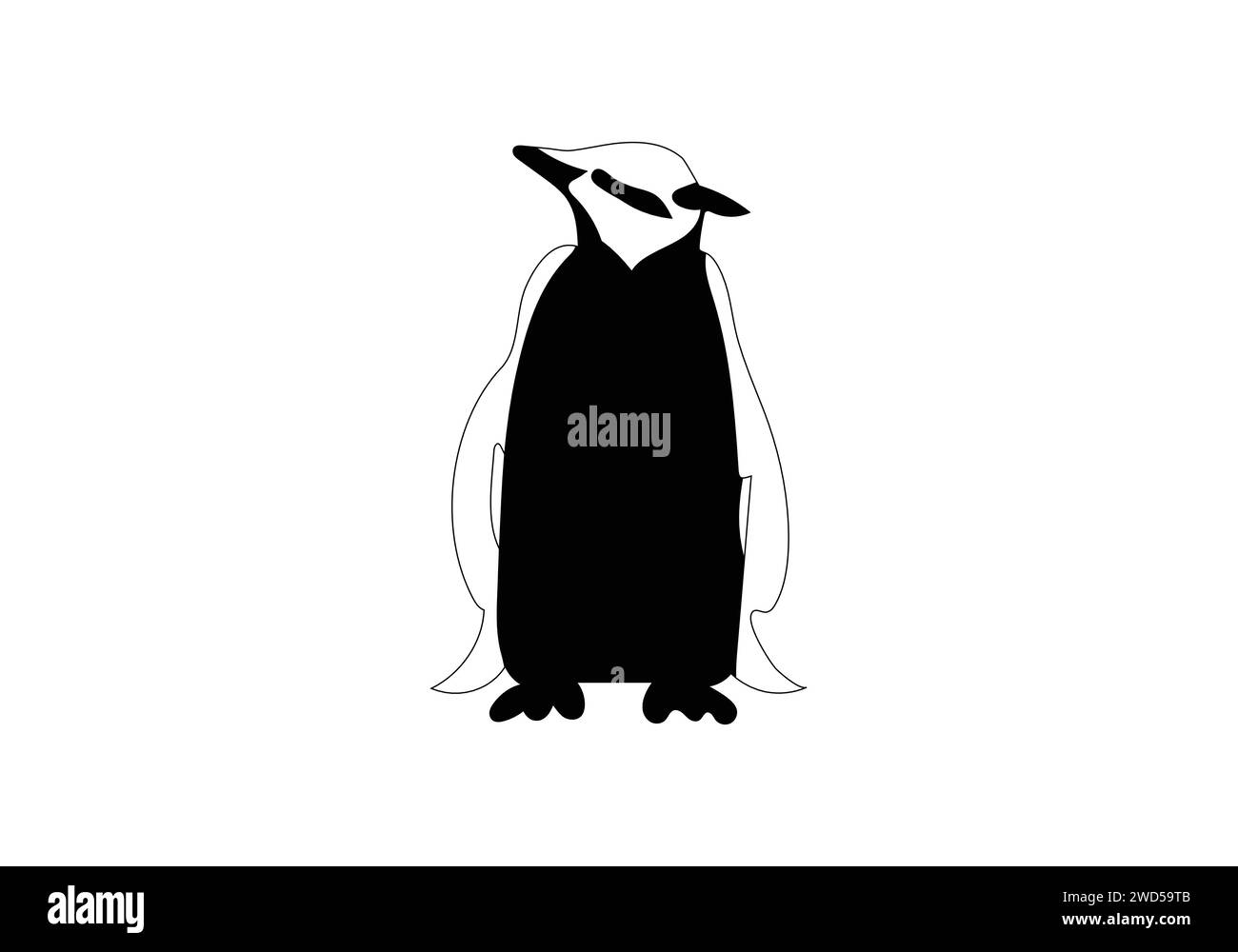 Pinguino Chinstrap, icona dal design minimalista Illustrazione Vettoriale