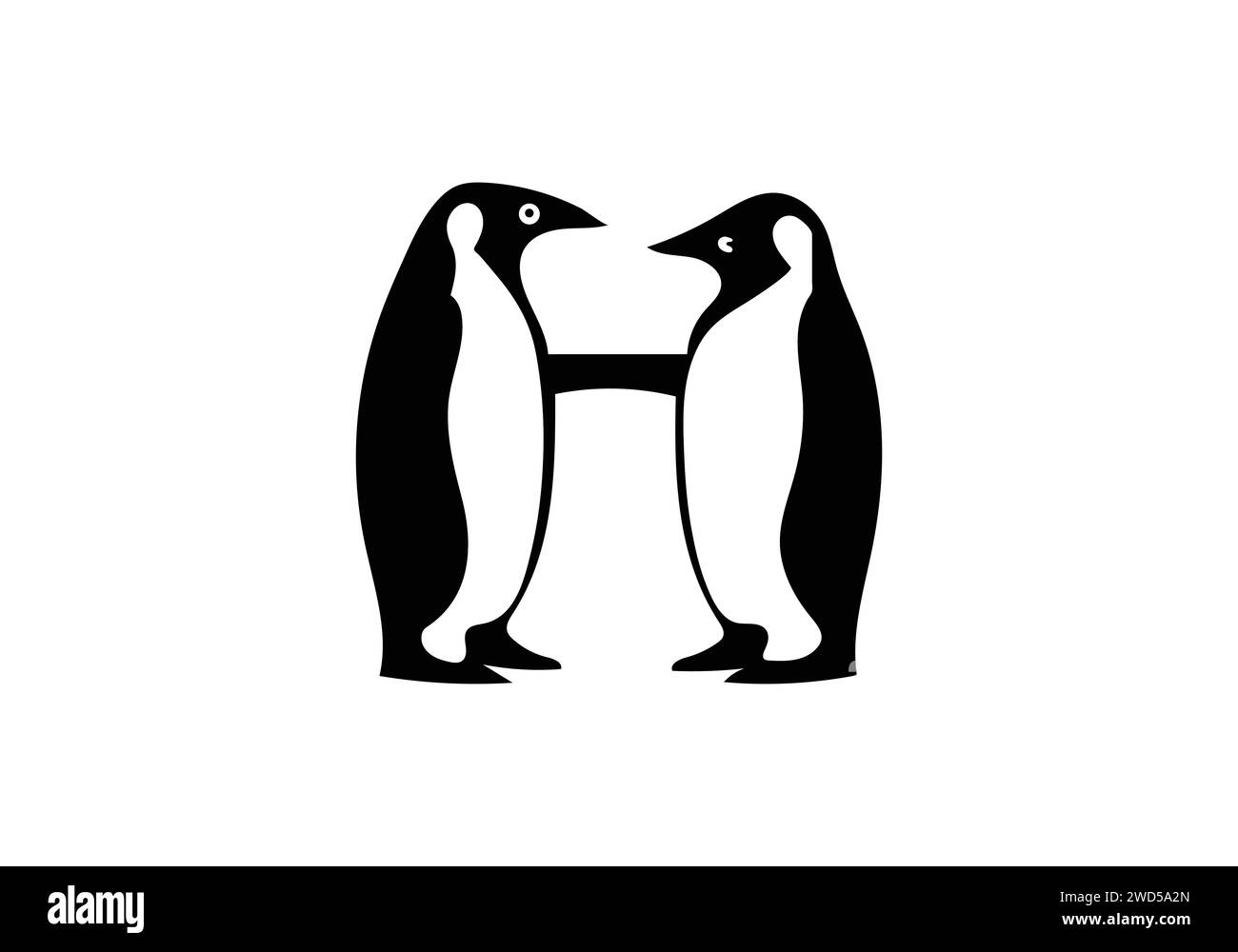 Pinguino Chinstrap, icona dal design minimalista Illustrazione Vettoriale