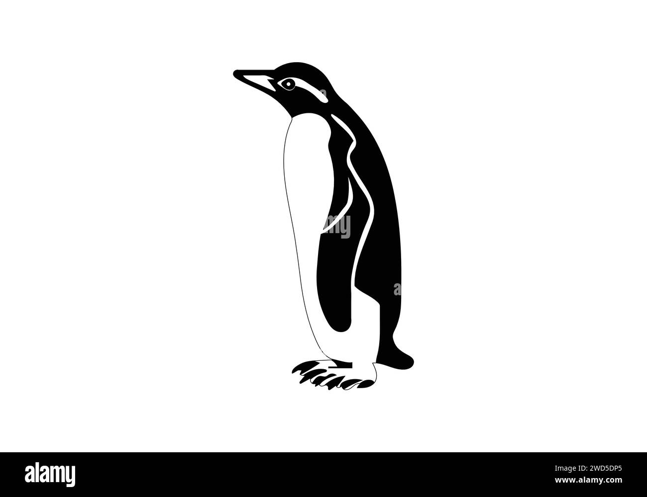 Pinguino Chinstrap, icona dal design minimalista Illustrazione Vettoriale