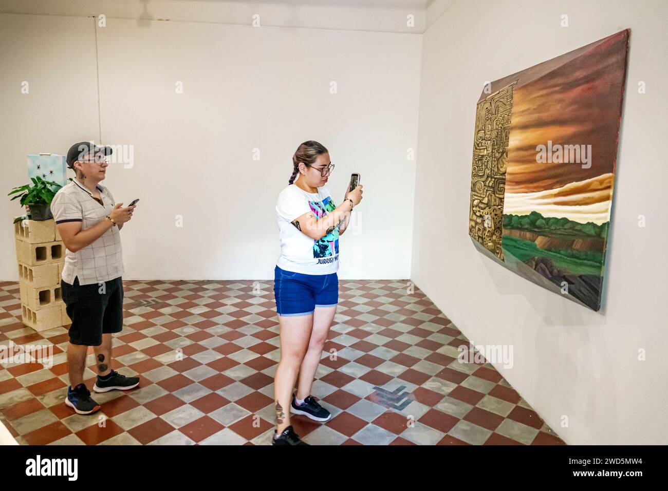 Merida Mexico, centro storico centrale, galleria d'arte centro de Artes Visuales, centro per le Arti visive, interni interni, uomo uomo uomo ma Foto Stock