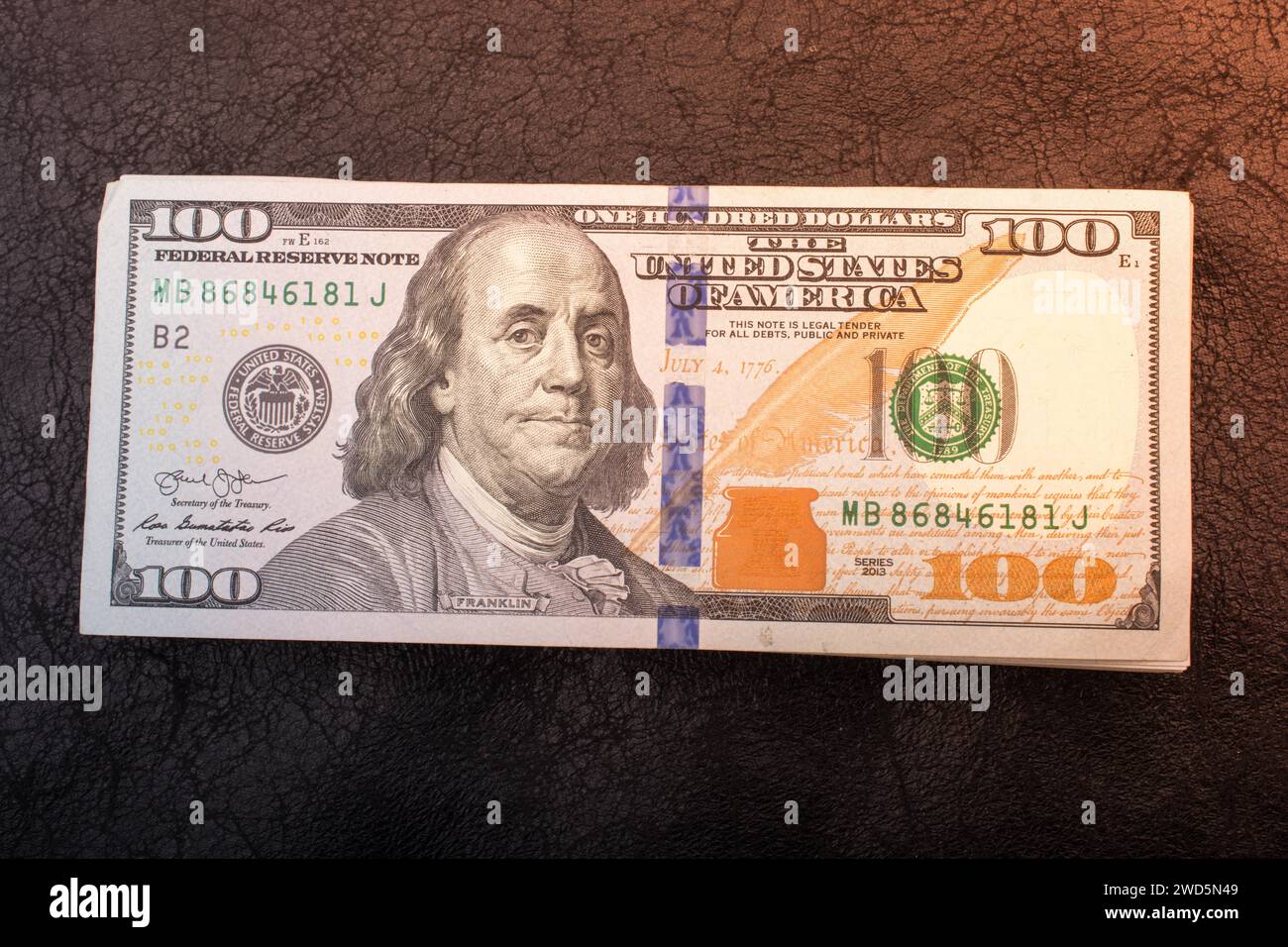 Dollari Americani Cash Money. Banconote da cento dollari Foto Stock