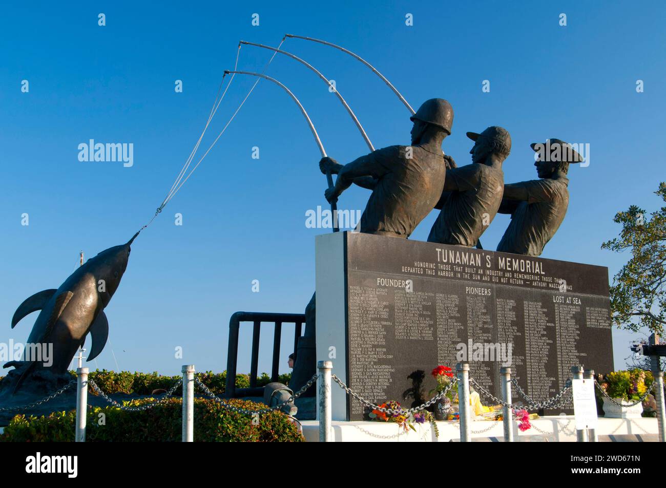 Tunaman's Memorial, Shelter Island Shoreland Park, San Diego, California Foto Stock