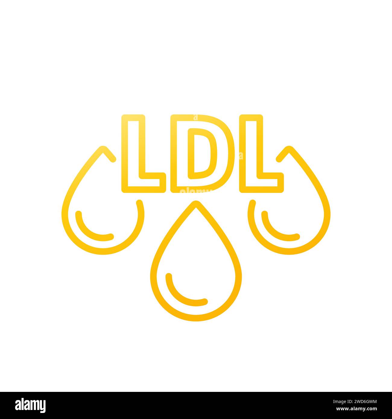 Icona della linea del colesterolo LDL bianca Illustrazione Vettoriale