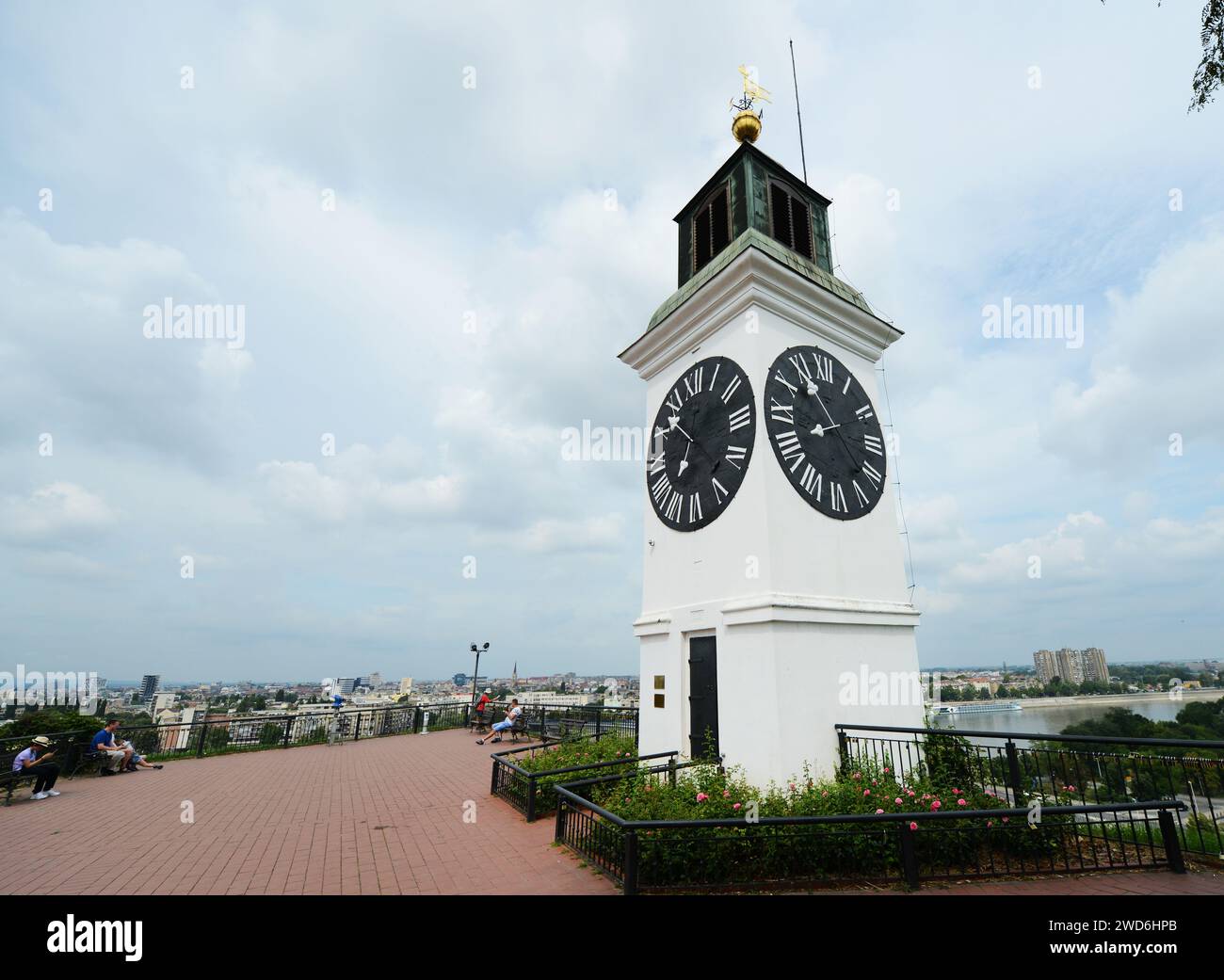 L'orologio della fortezza di Petrovaradin a Novi Sad, Serbia. Foto Stock