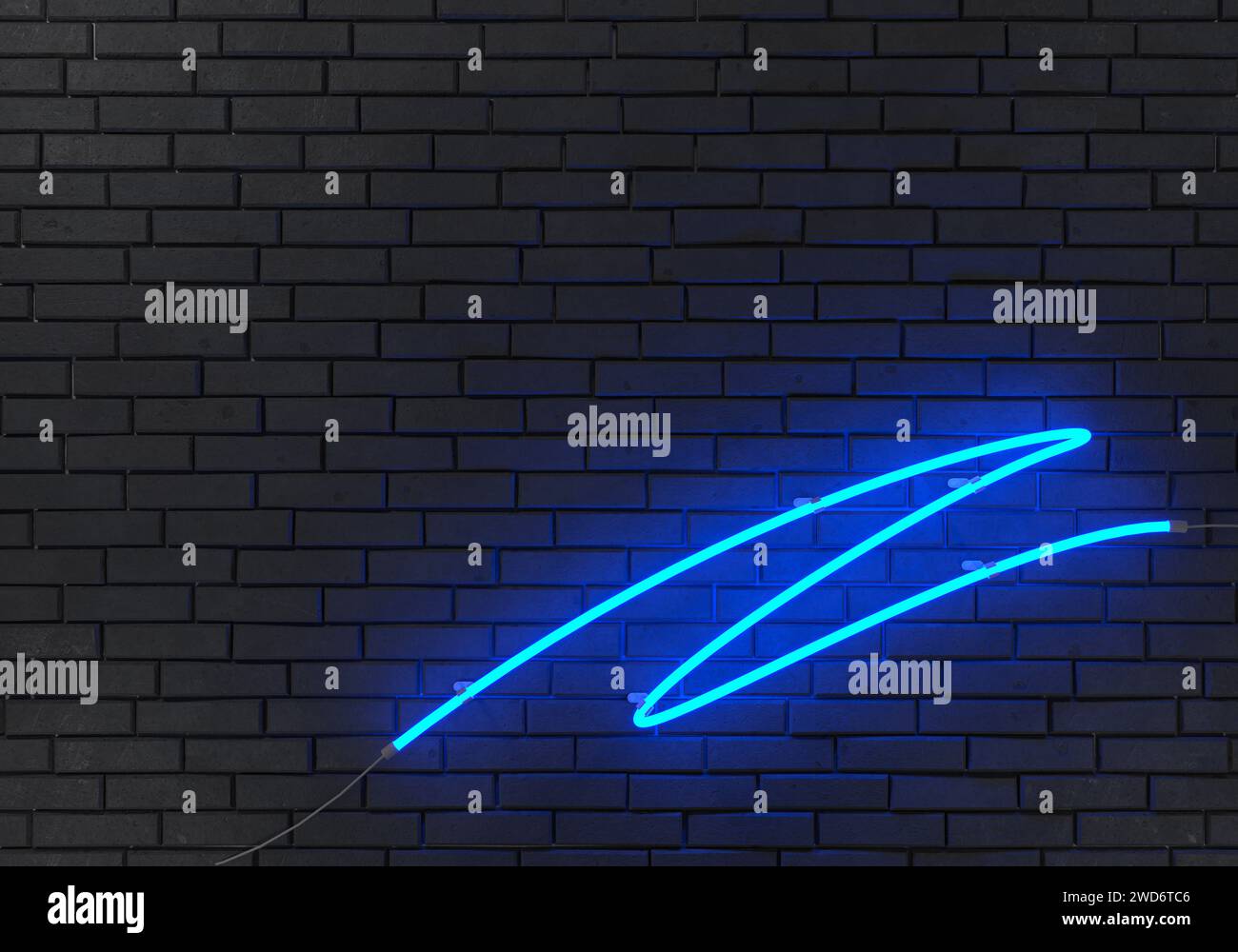 Neon Sign on Brick Wall background, illustrazione 3d. Foto Stock