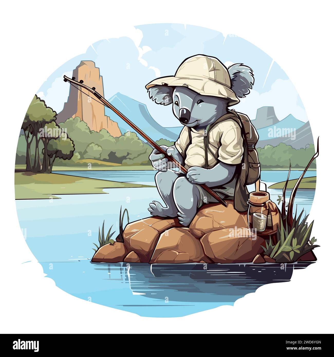 pesca con koala Illustrazione Vettoriale