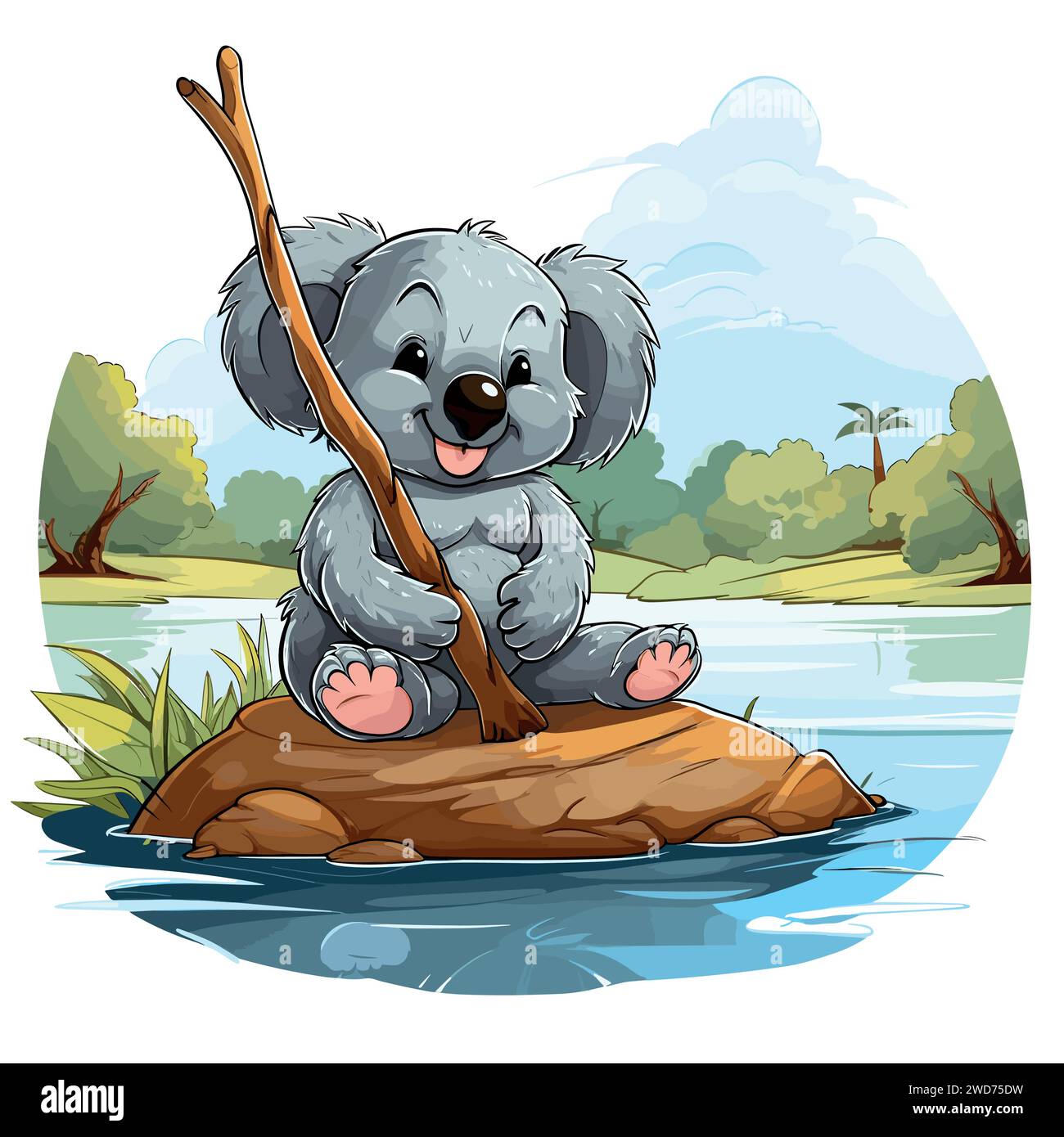 pesca con koala Illustrazione Vettoriale