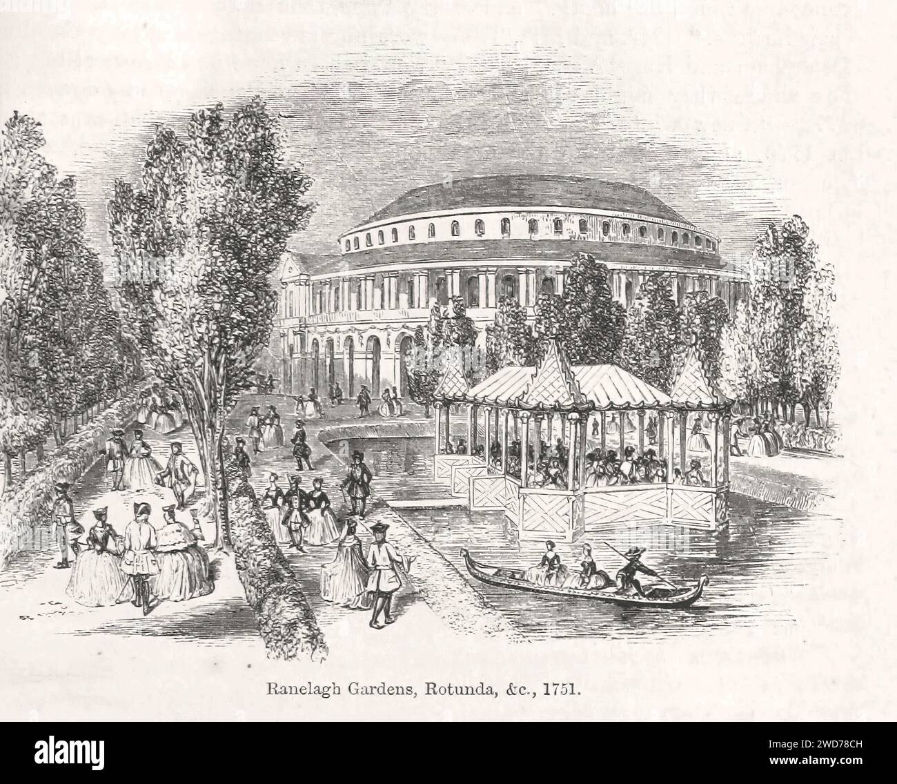 RANELAGH GARDENS, ROTUNDA, &C., 1751. - Immagine tratta da "The Popular History of England: An Illustrated History of Society and Government from the Early Period to Our OwnTimes" di Charles KNIGHT - Londra. Bradbury ed Evans. 1856-1862 Foto Stock