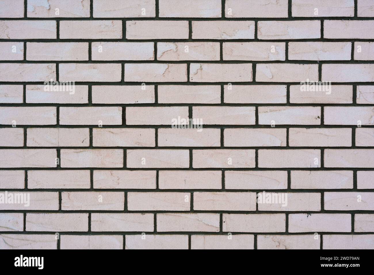 Un primo piano di un muro di mattoni beige testurizzato Foto Stock