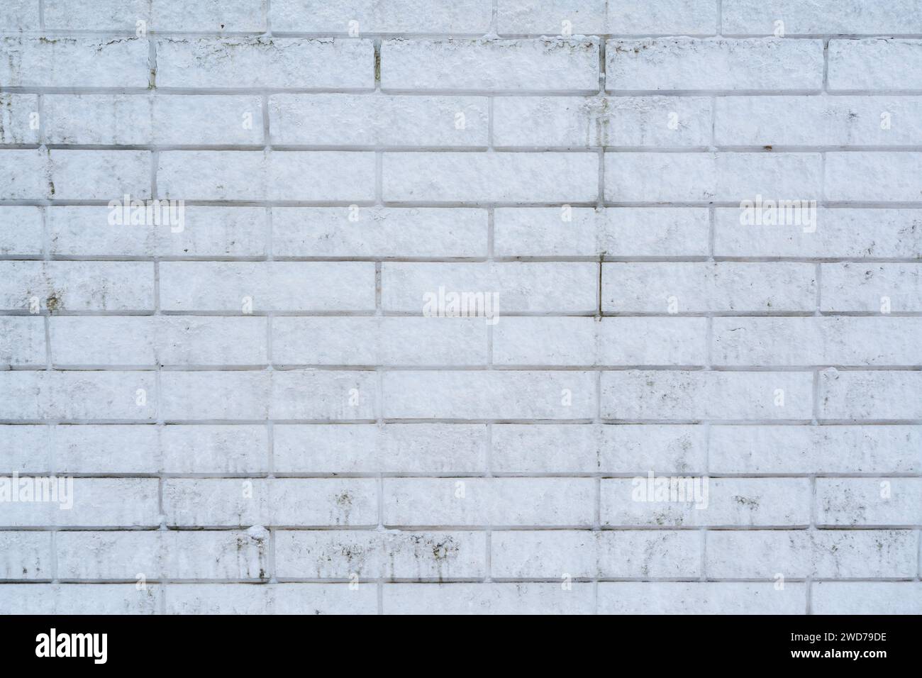 Un primo piano di un muro di mattoni bianchi testurizzati Foto Stock