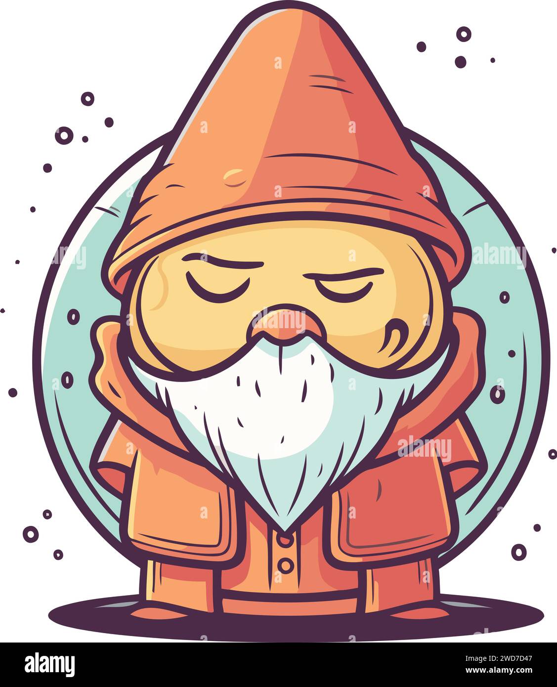 Simpatico personaggio di GNOME dei cartoni animati. Illustrazione vettoriale di uno gnomo. Illustrazione Vettoriale